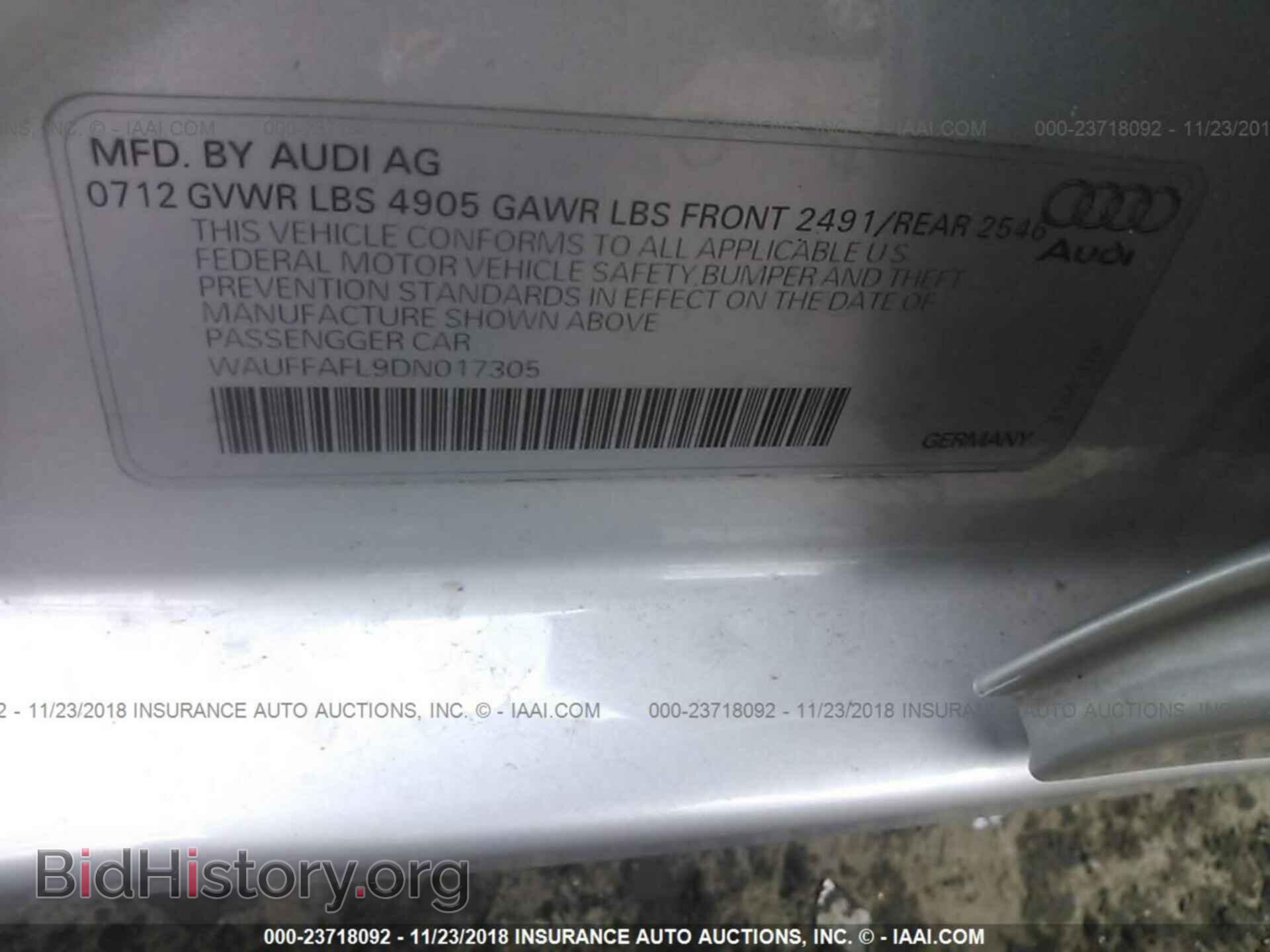 2013 AUDI A4 - VIN: WAUFFAFL9DN017305 - Photo 9