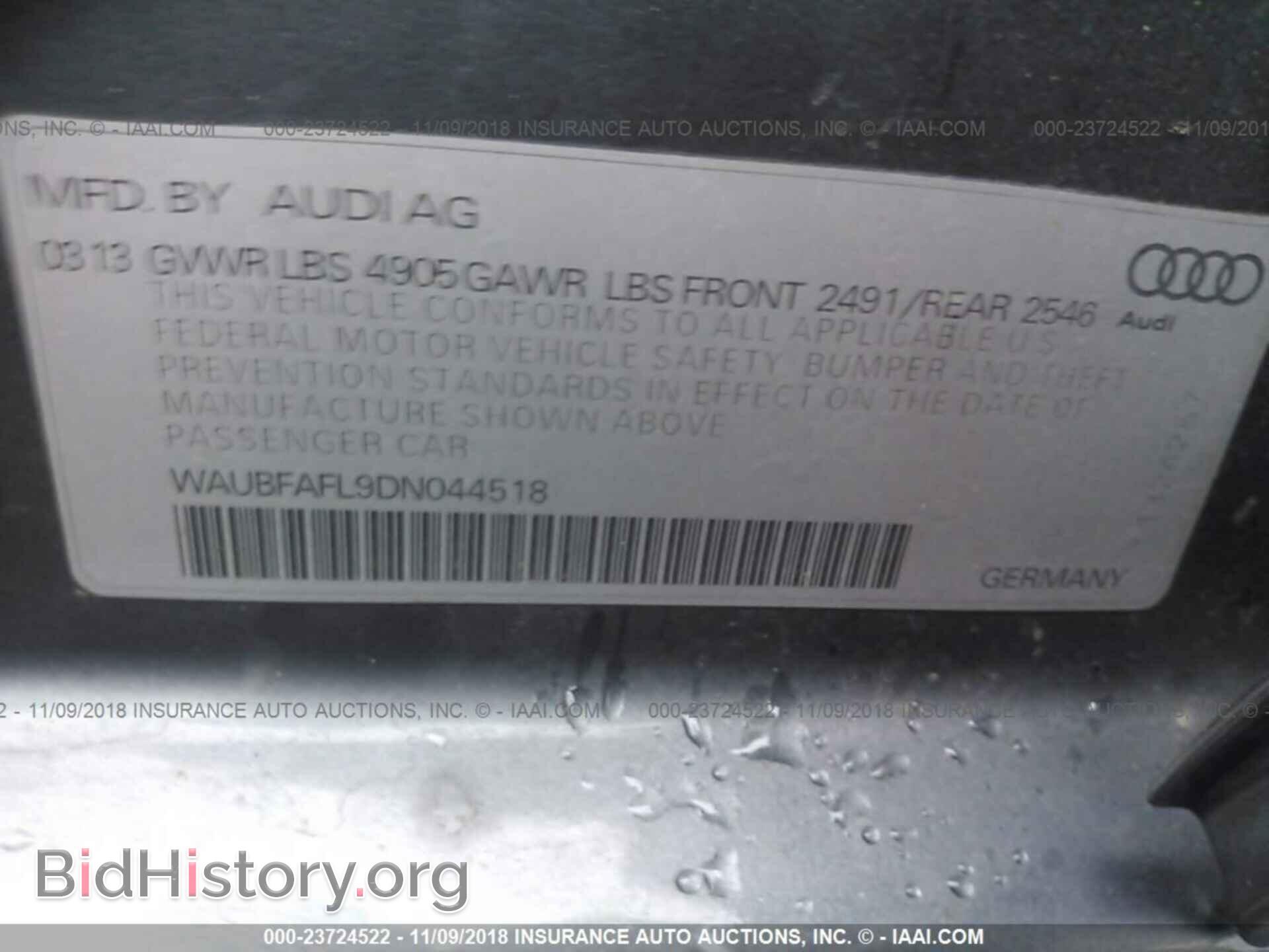 2013 AUDI A4 - VIN: WAUBFAFL9DN044518 - Photo 9