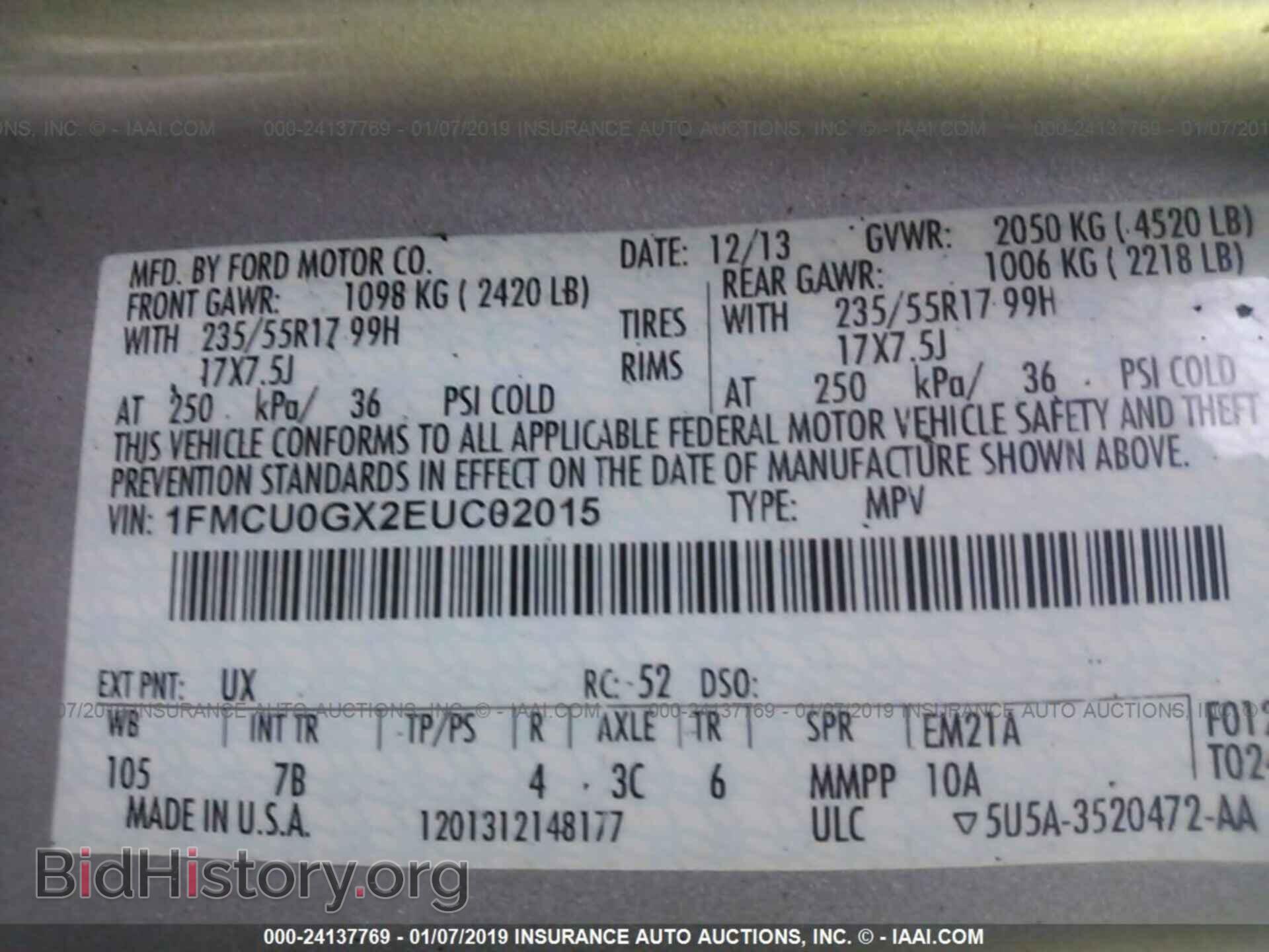 2014 FORD ESCAPE - VIN: 1FMCU0GX2EUC02015 - Photo 9