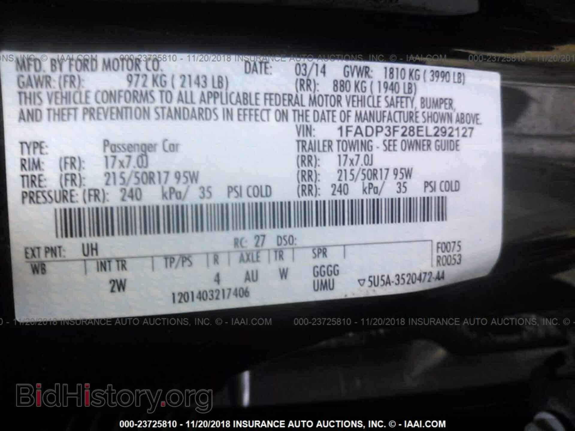 2014 FORD FOCUS - VIN: 1FADP3F28EL292127 - Фото 9