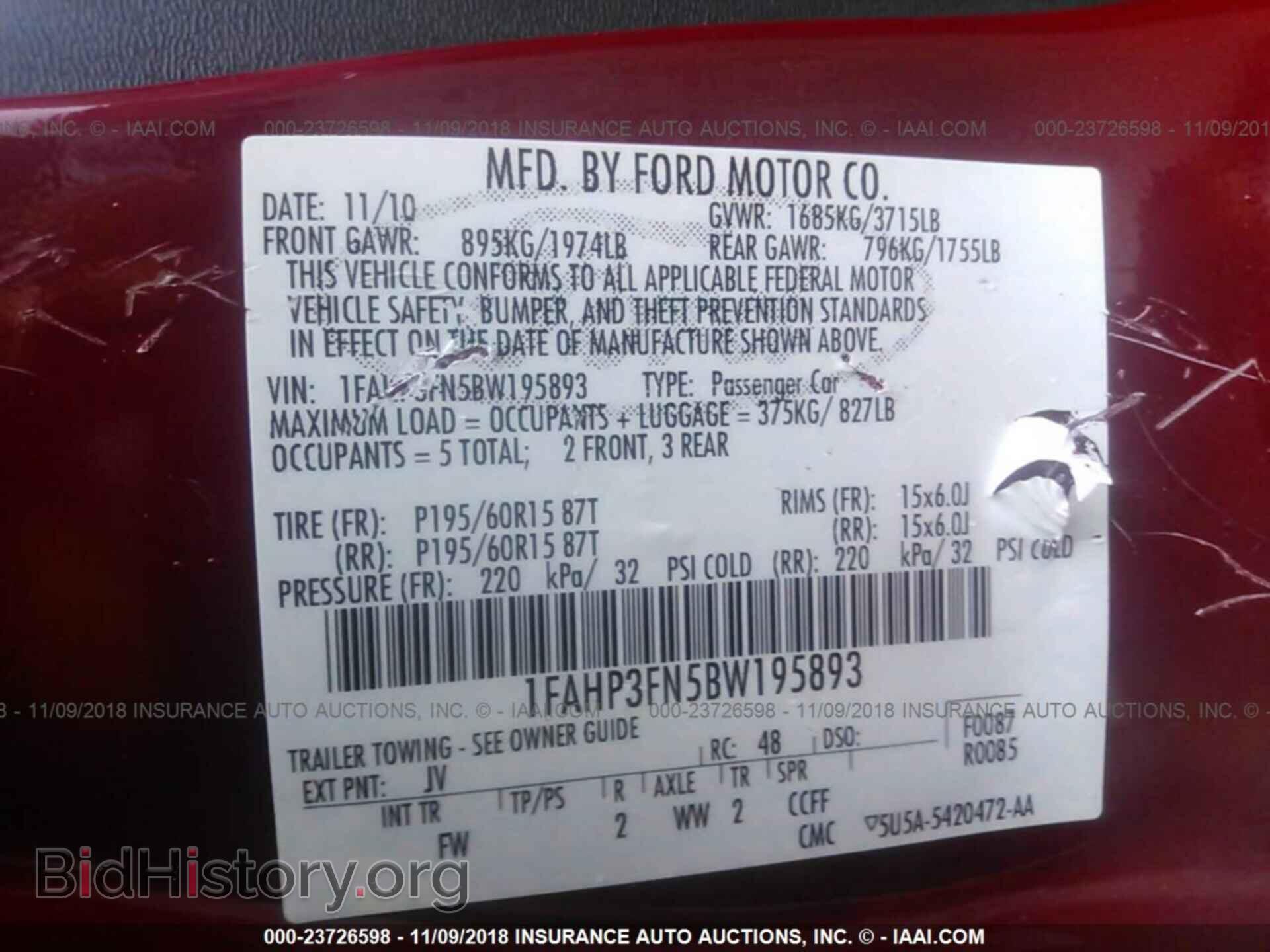 2011 FORD FOCUS - VIN: 1FAHP3FN5BW195893 - Фото 9
