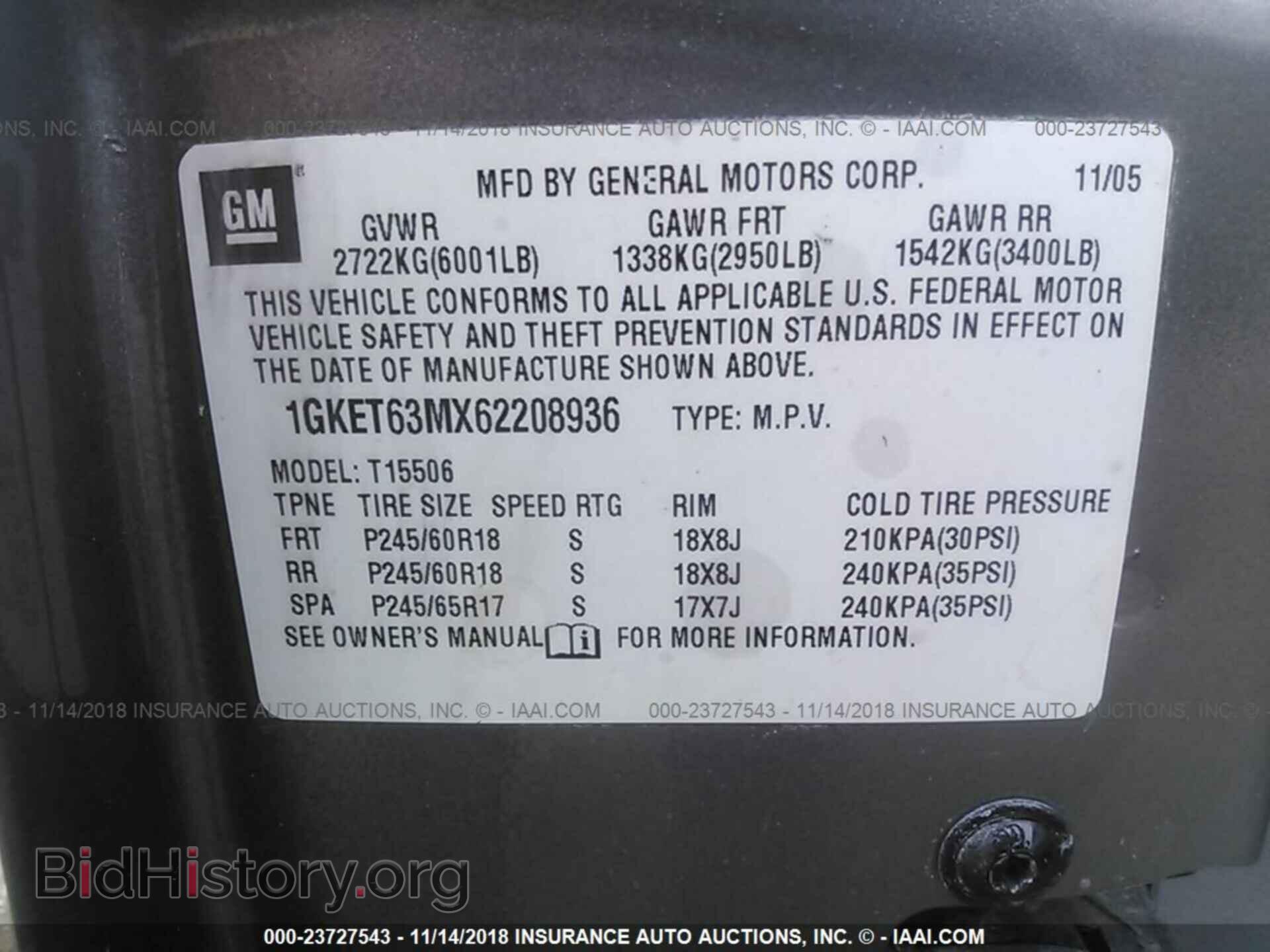 2006 GMC ENVOY - VIN: 1GKET63MX62208936 - Photo 9