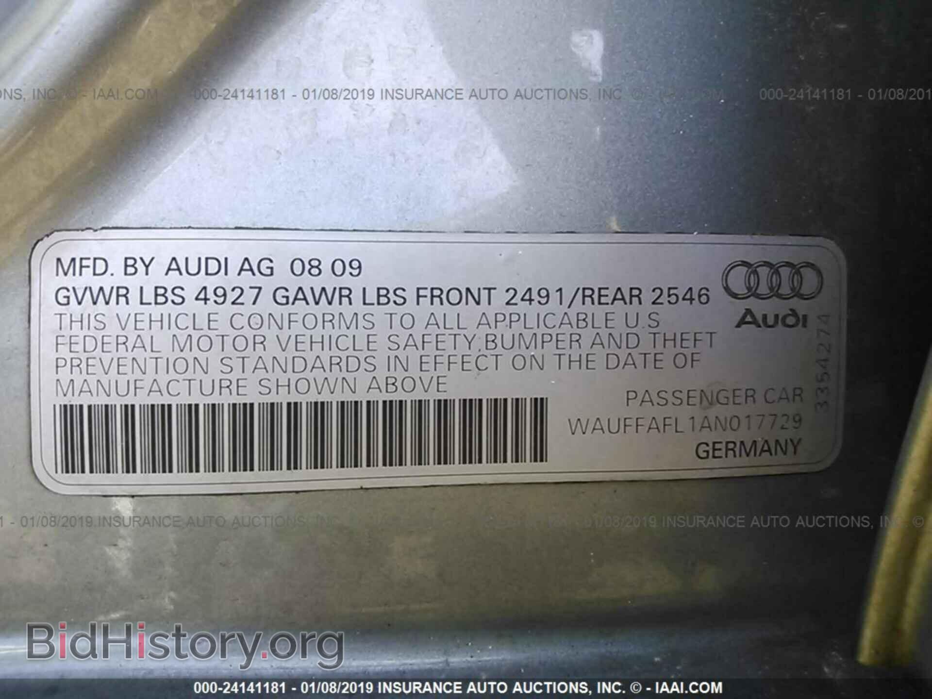 2010 AUDI A4 - VIN: WAUFFAFL1AN017729 - Фото 9