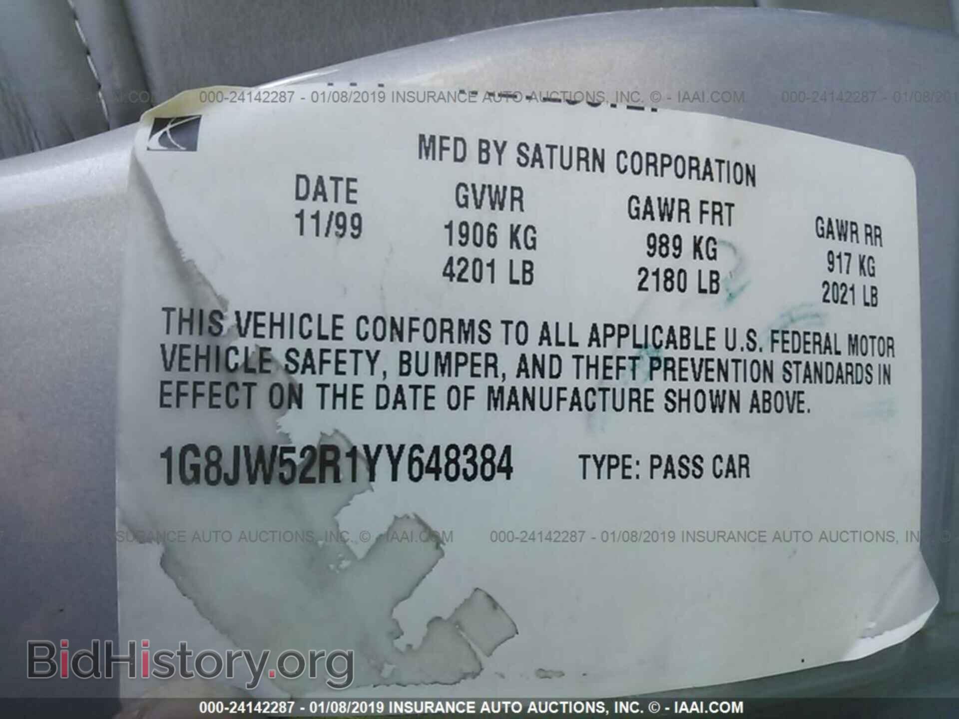2000 SATURN LS2 - VIN: 1G8JW52R1YY648384 - Фото 9