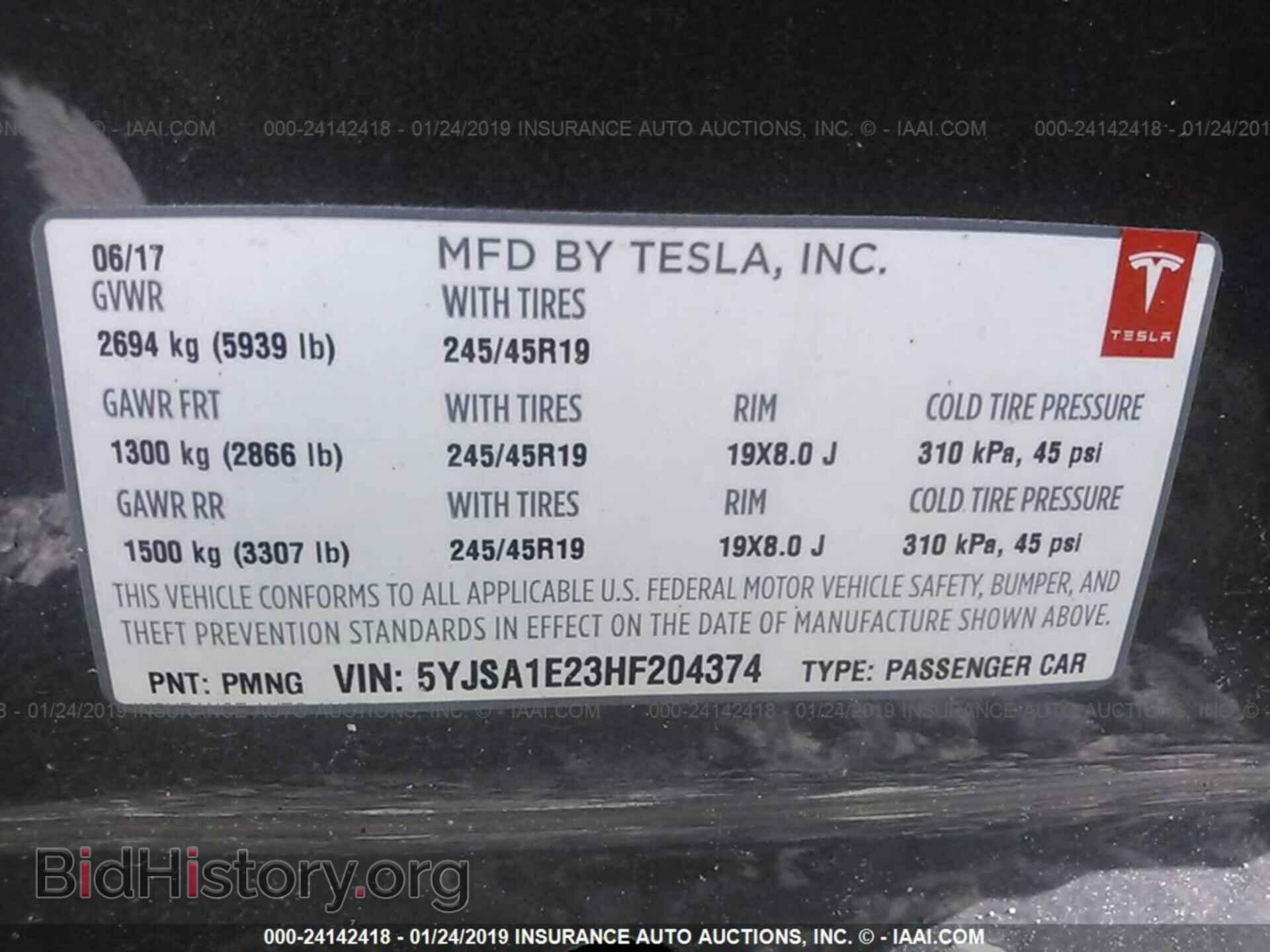 2017 TESLA MODEL S - VIN: 5YJSA1E23HF204374 - Photo 9