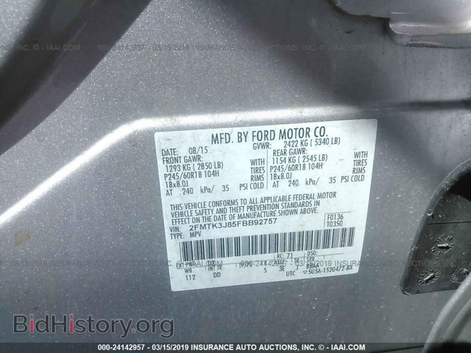 2015 FORD EDGE - VIN: 2FMTK3J85FBB92757 - Photo 9