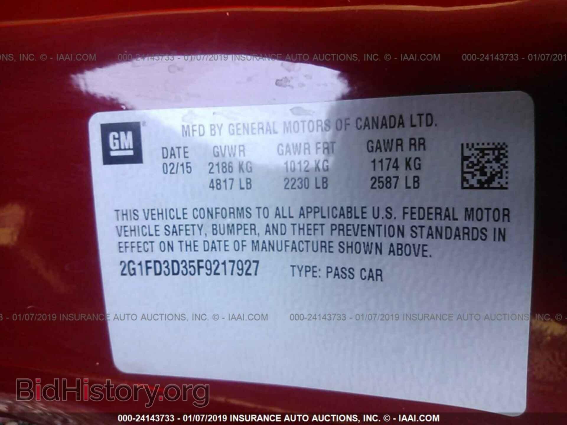 2015 CHEVROLET CAMARO - VIN: 2G1FD3D35F9217927 - Фото 9