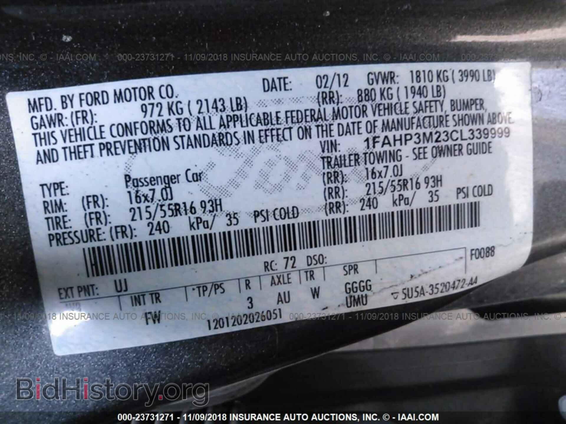 2012 FORD FOCUS - VIN: 1FAHP3M23CL339999 - Photo 9