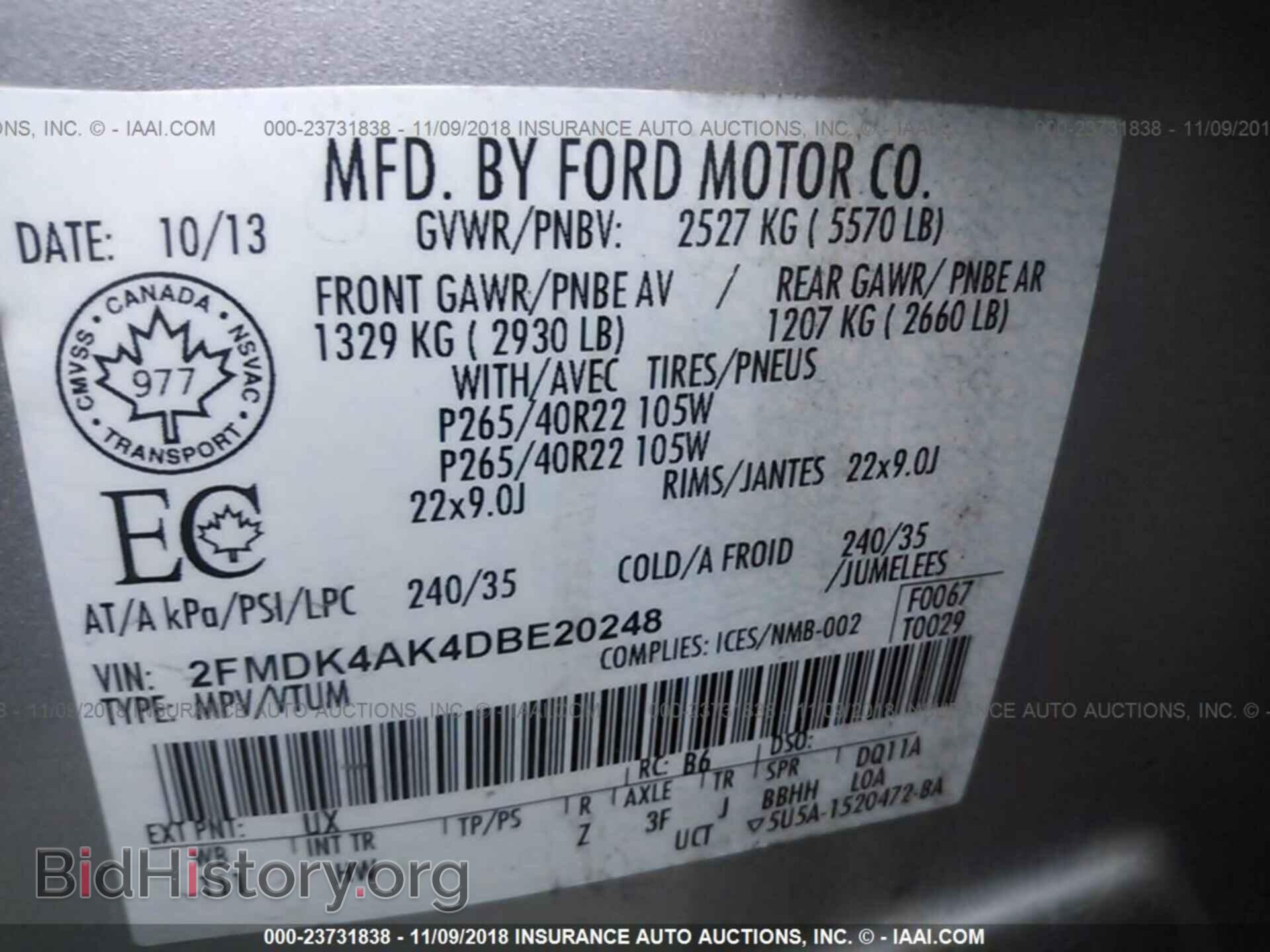 2013 FORD EDGE - VIN: 2FMDK4AK4DBE20248 - Photo 9