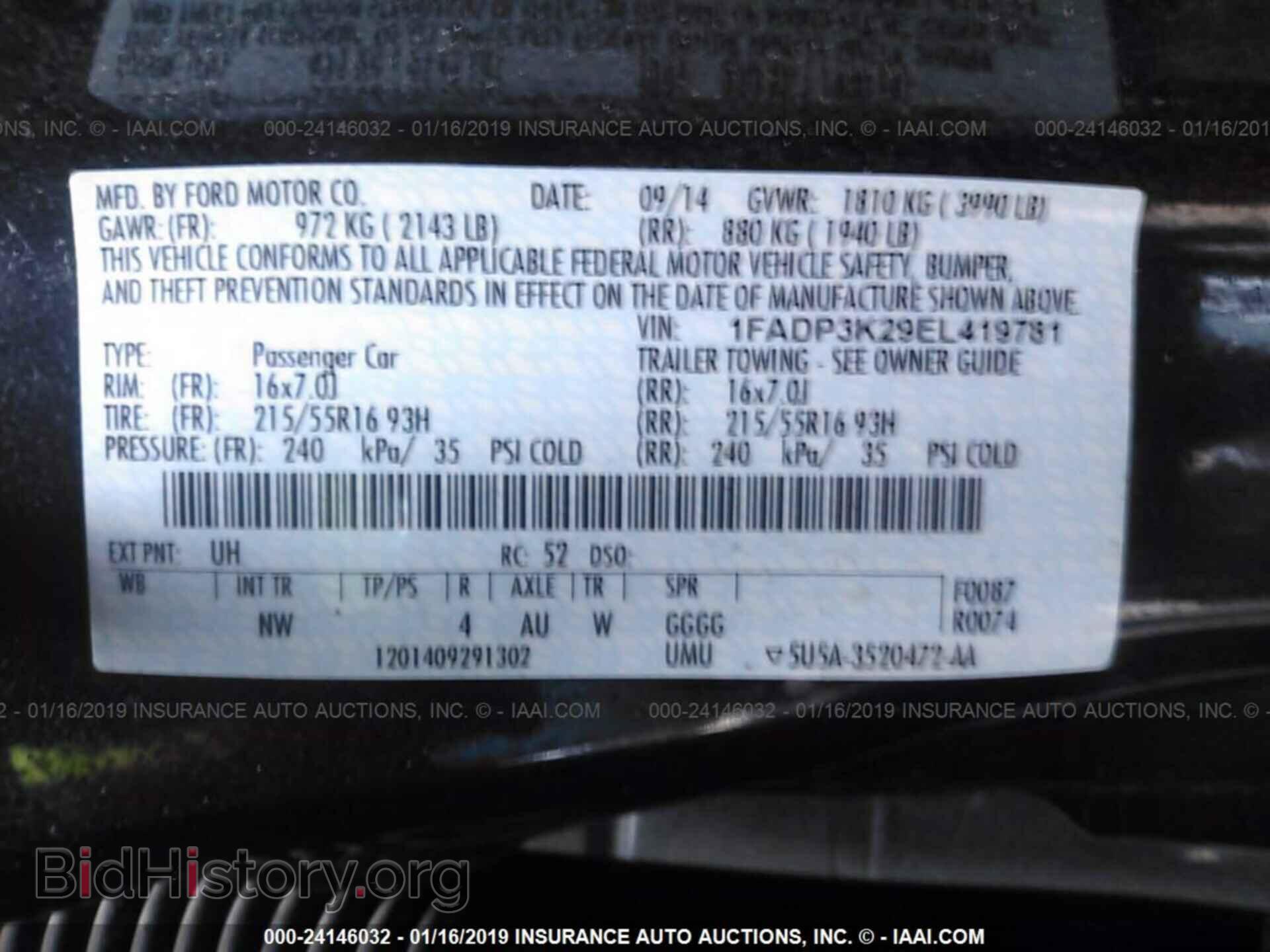 2014 FORD FOCUS - VIN: 1FADP3K29EL419781 - Фото 9