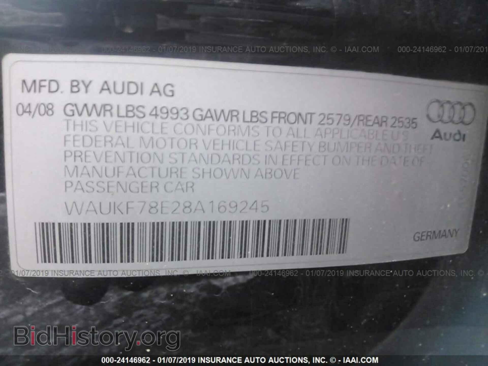 2008 AUDI A4 - VIN: WAUKF78E28A169245 - Photo 9