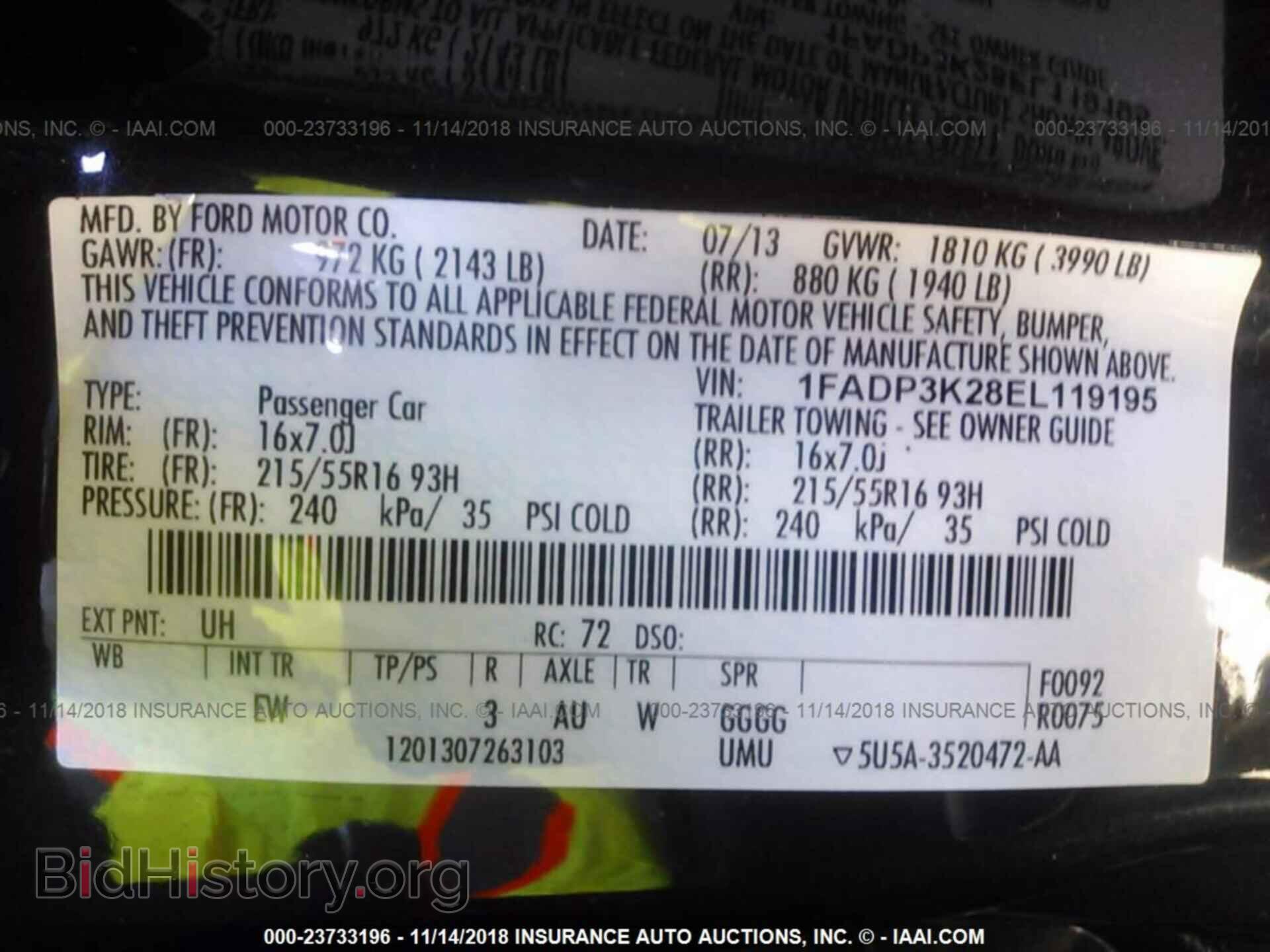 2014 FORD FOCUS - VIN: 1FADP3K28EL119195 - Фото 9