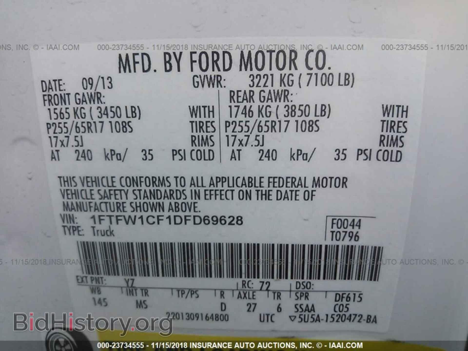 2013 FORD F150 - VIN: 1FTFW1CF1DFD69628 - Фото 9
