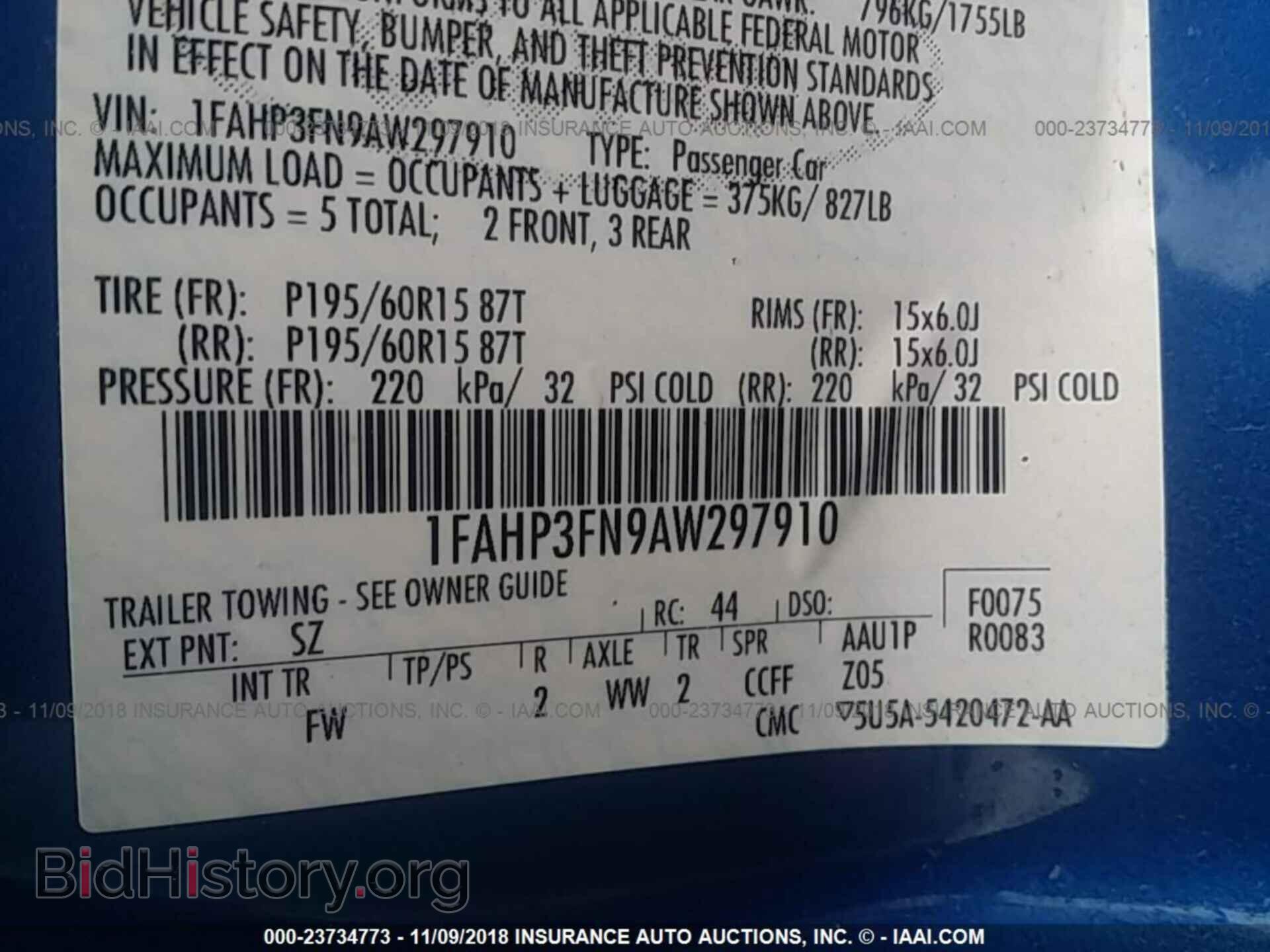 2010 FORD FOCUS - VIN: 1FAHP3FN9AW297910 - Фото 9