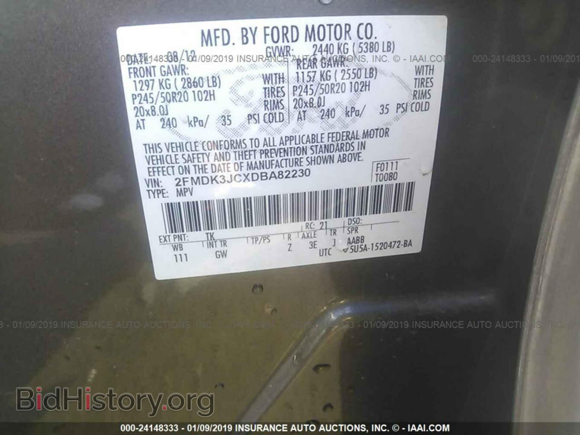 2013 FORD EDGE - VIN: 2FMDK3JCXDBA82230 - Photo 9