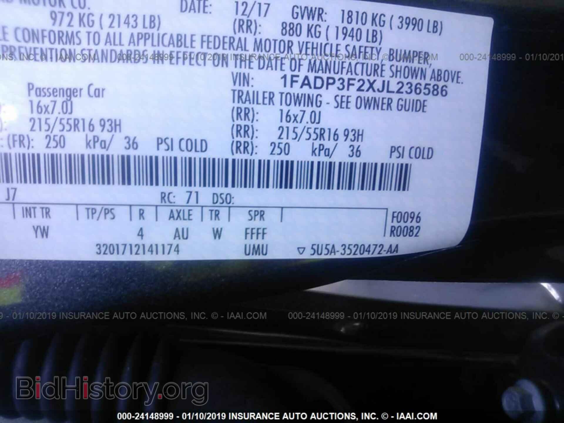 2018 FORD FOCUS - VIN: 1FADP3F2XJL236586 - Photo 9