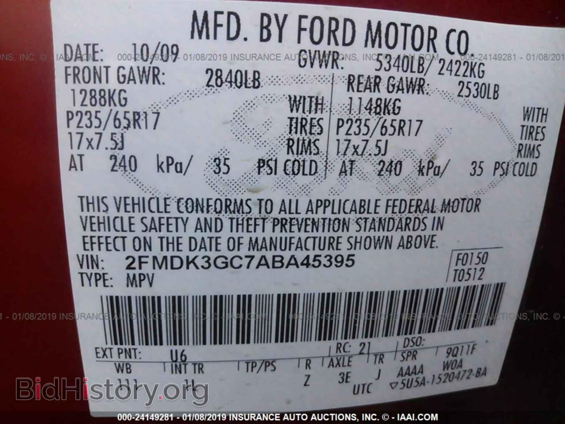 2010 FORD EDGE - VIN: 2FMDK3GC7ABA45395 - Photo 9