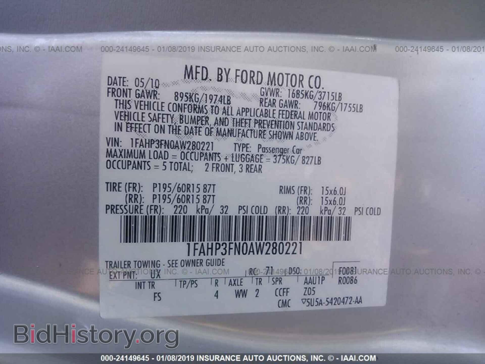 2010 FORD FOCUS - VIN: 1FAHP3FN0AW280221 - Фото 9