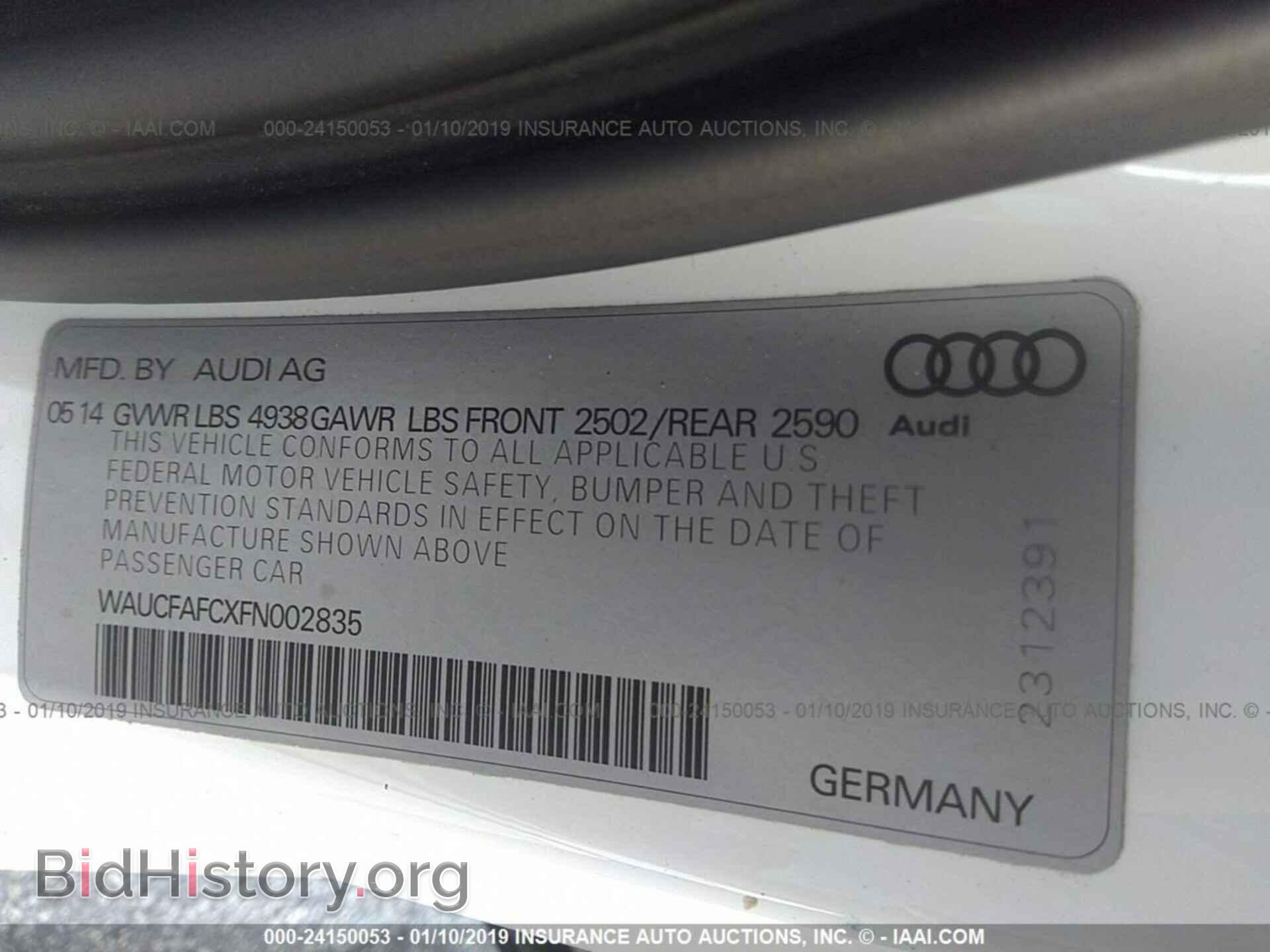 2015 AUDI A6 - VIN: WAUCFAFCXFN002835 - Photo 9