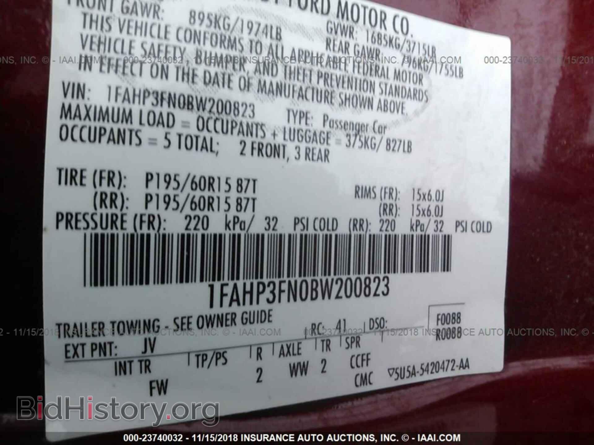 2011 FORD FOCUS - VIN: 1FAHP3FN0BW200823 - Фото 9