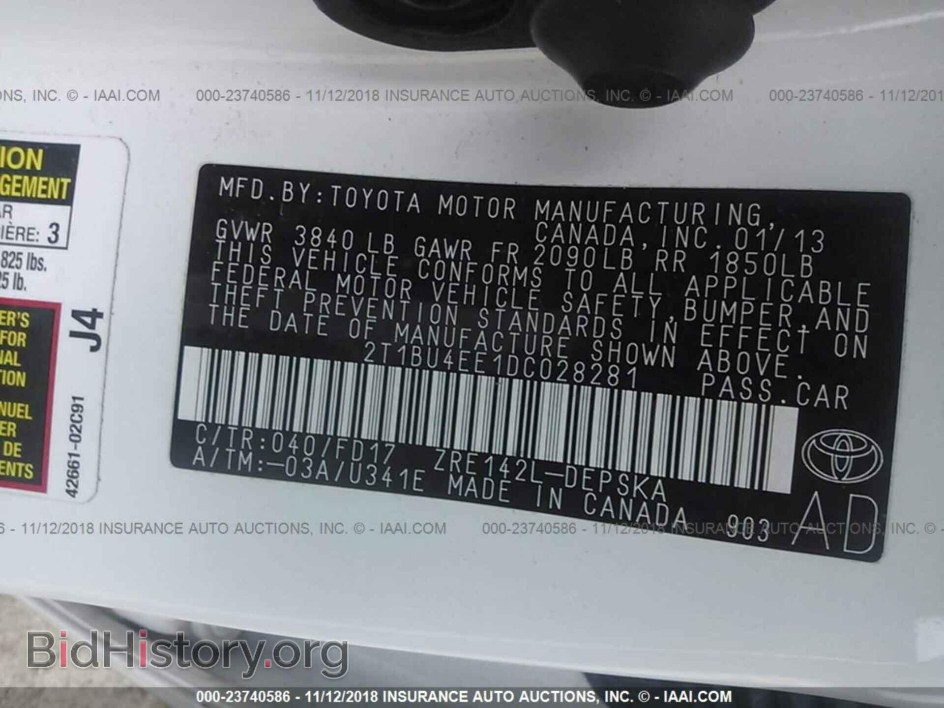 2013 TOYOTA COROLLA - VIN: 2T1BU4EE1DC028281 - Фото 9