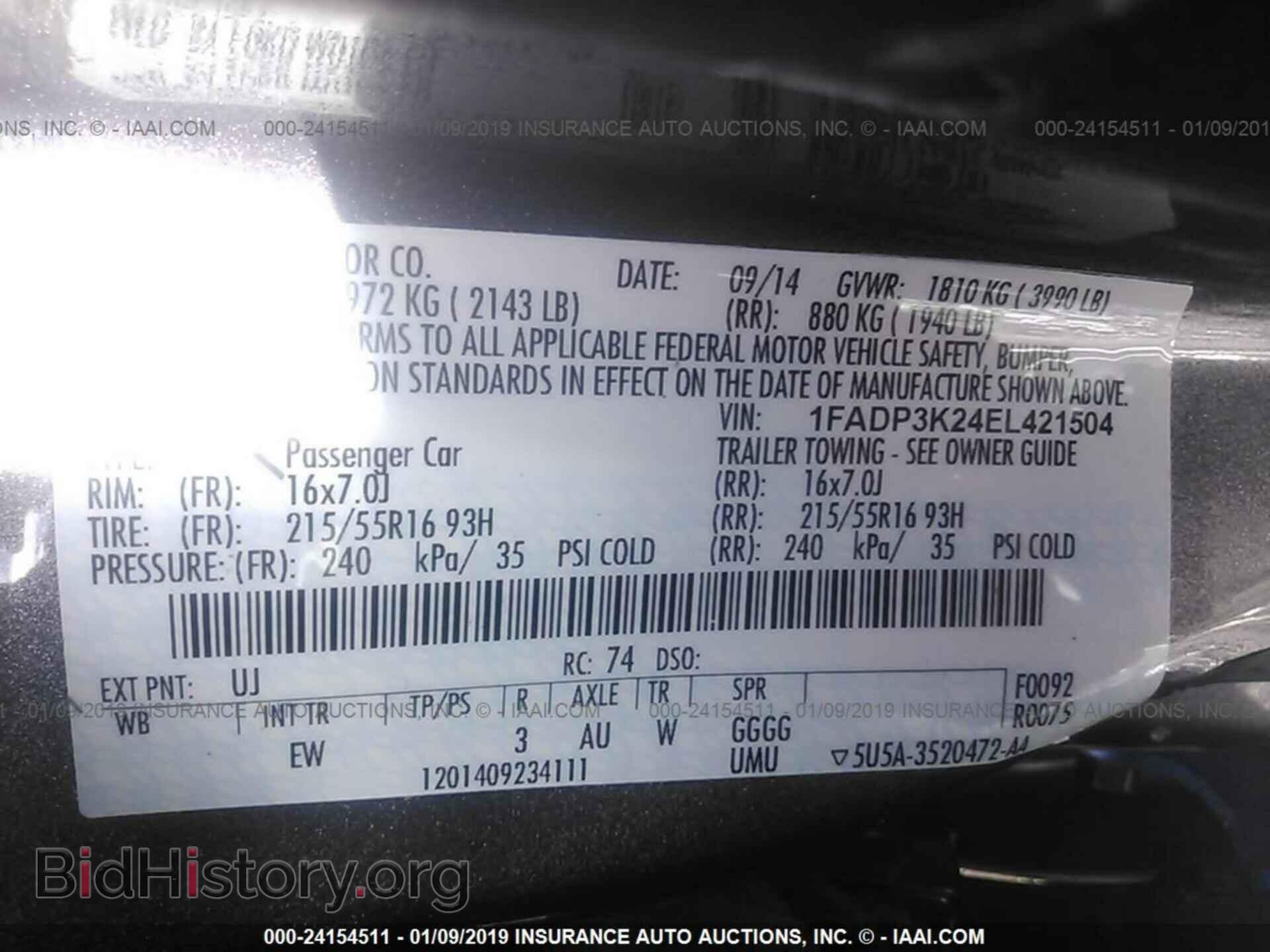 2014 FORD FOCUS - VIN: 1FADP3K24EL421504 - Photo 9