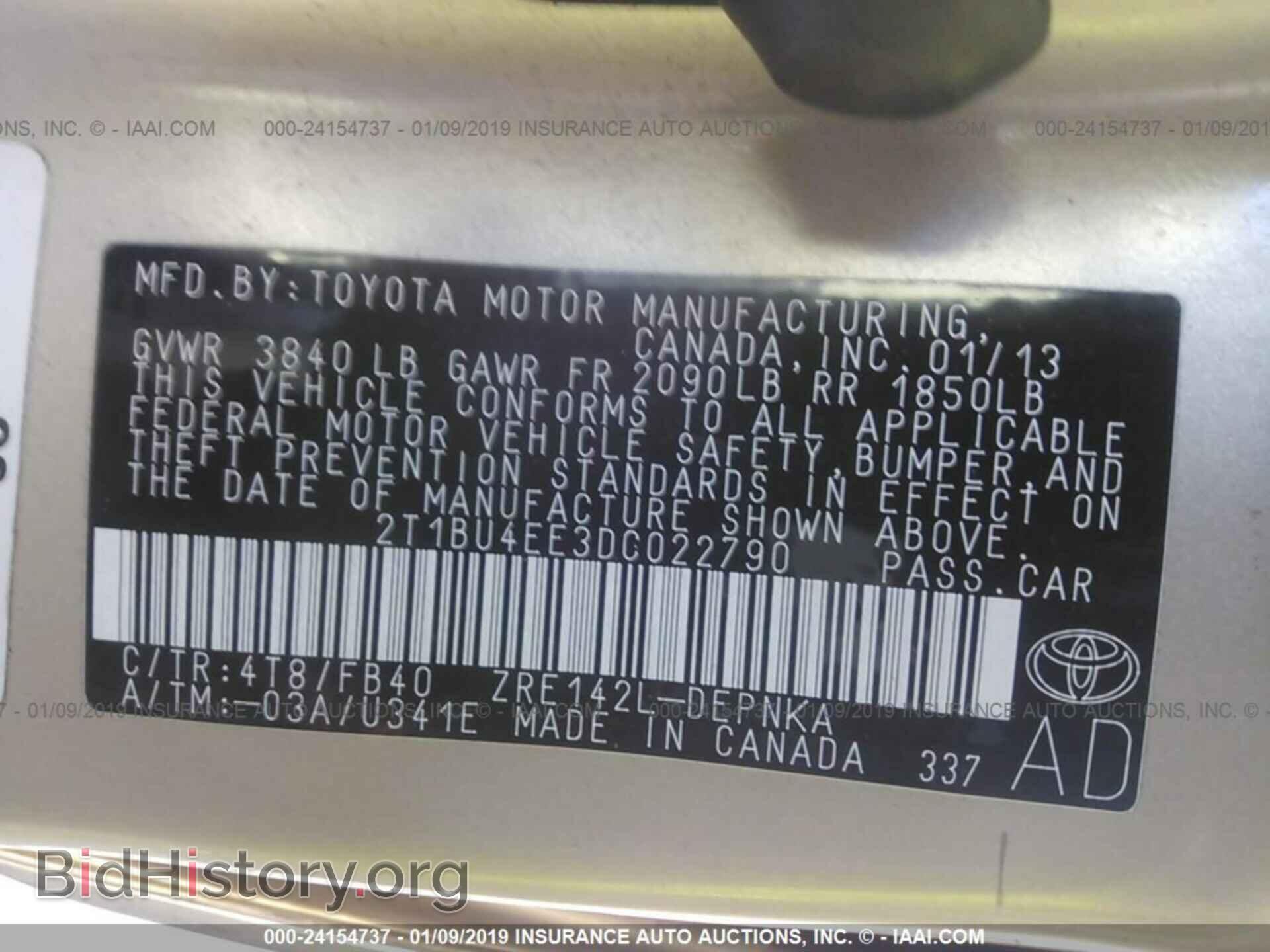 2013 TOYOTA COROLLA - VIN: 2T1BU4EE3DC022790 - Фото 9