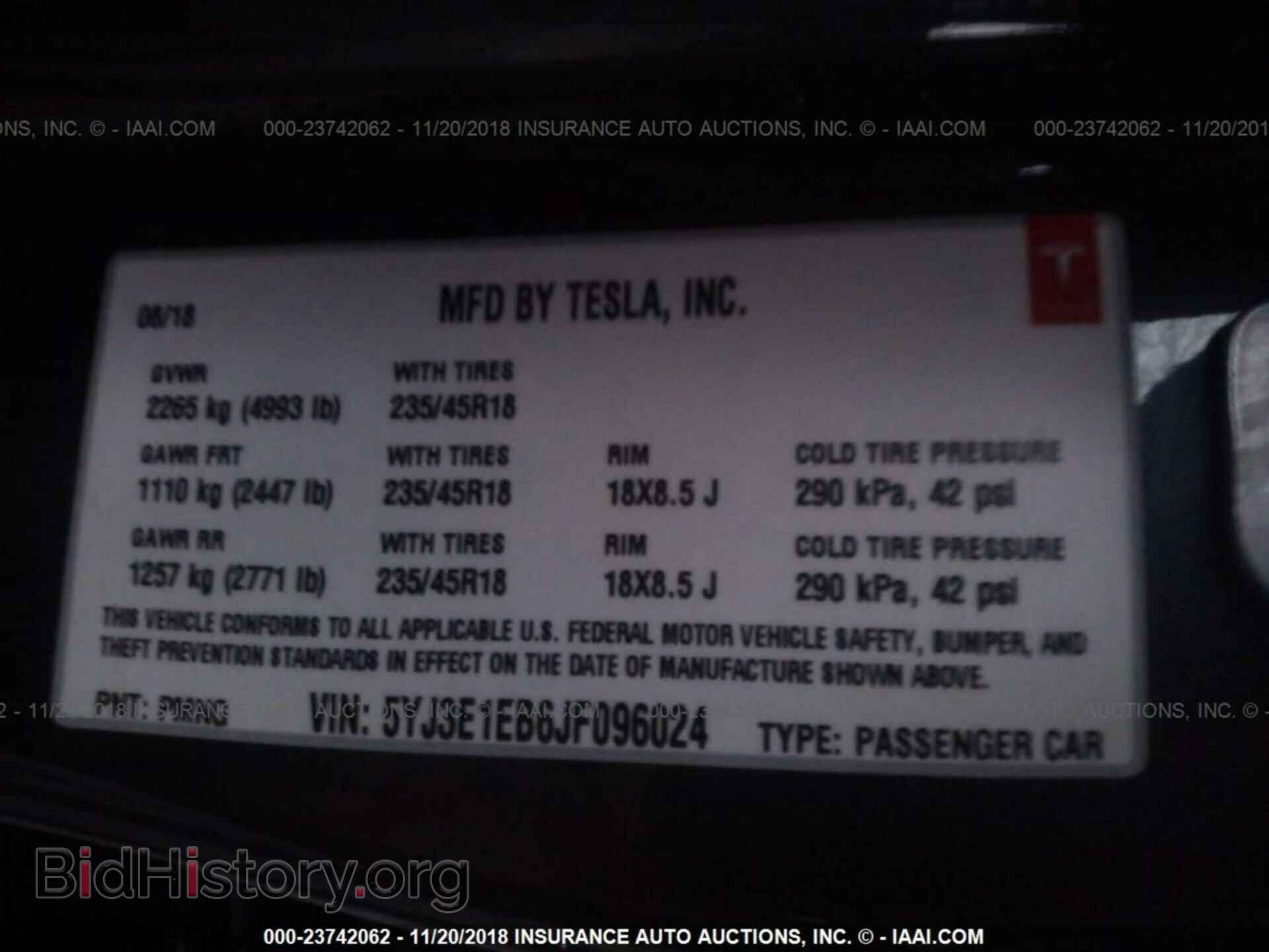 2018 TESLA MODEL 3 - VIN: 5YJ3E1EB6JF096024 - Photo 9