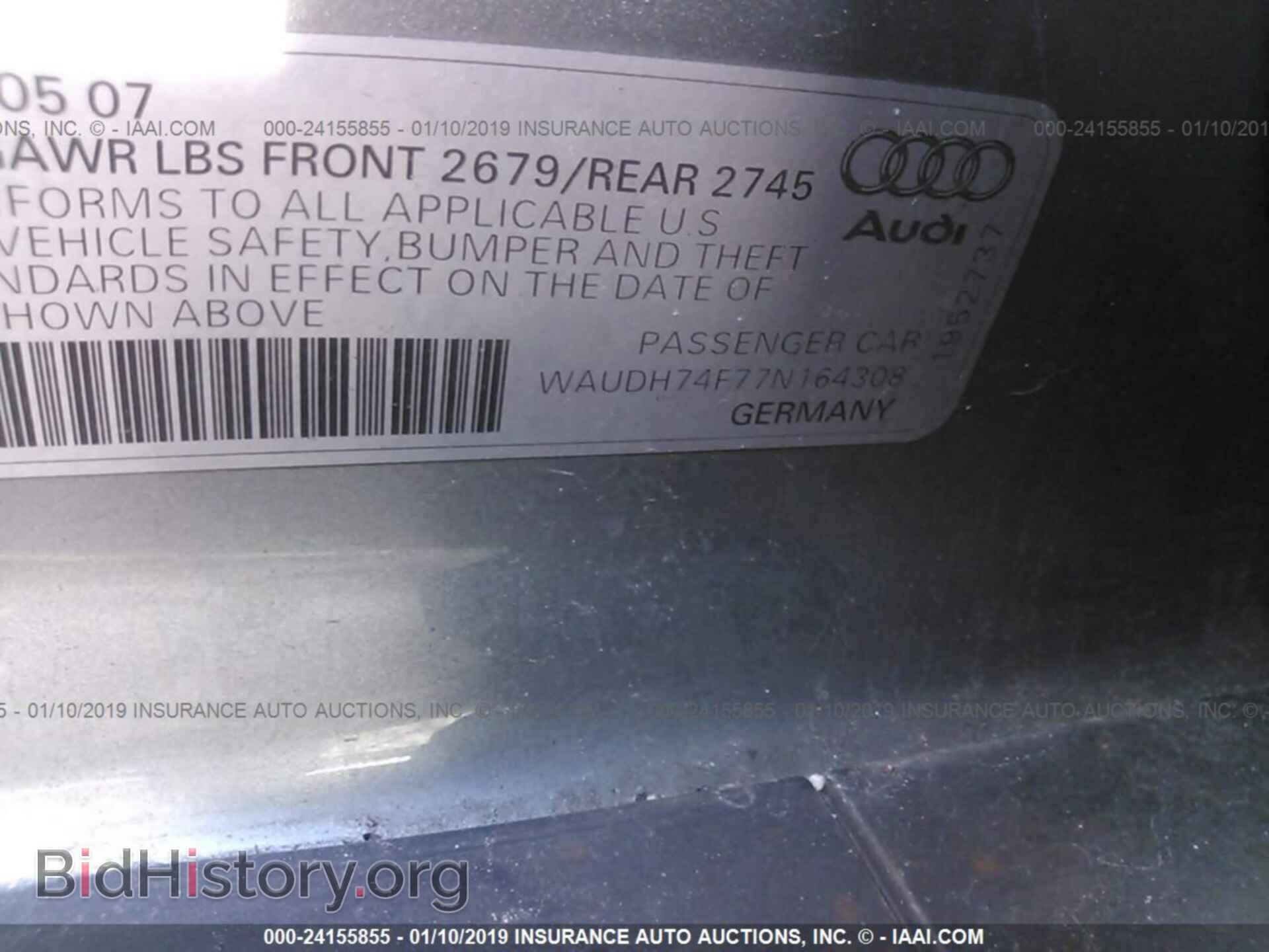 2007 AUDI A6 - VIN: WAUDH74F77N164308 - Фото 9