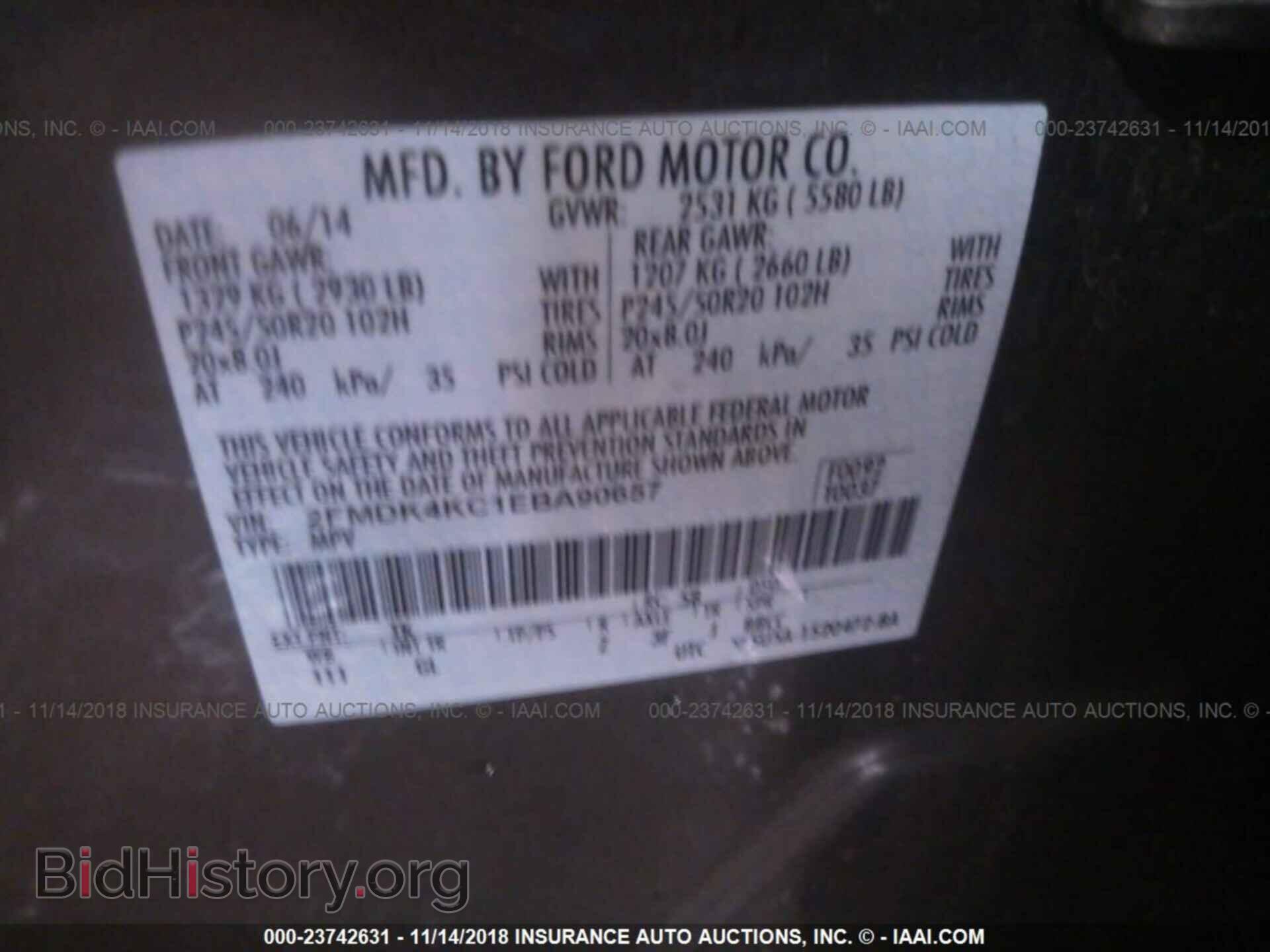 2014 FORD EDGE - VIN: 2FMDK4KC1EBA90657 - Фото 9