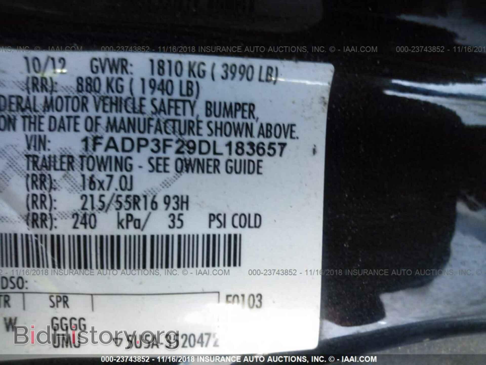 2013 FORD FOCUS - VIN: 1FADP3F29DL183657 - Фото 9