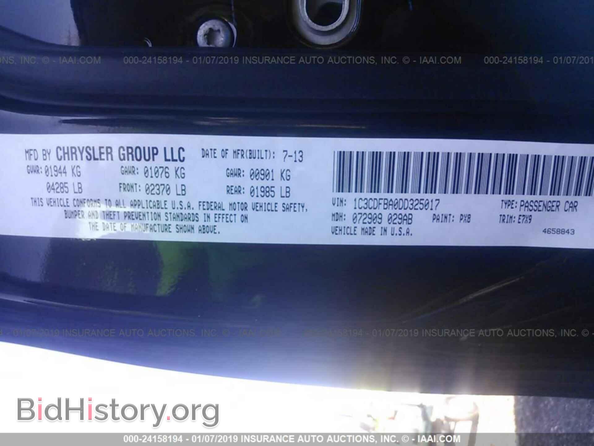 2013 DODGE DART - VIN: 1C3CDFBA0DD325017 - Photo 9