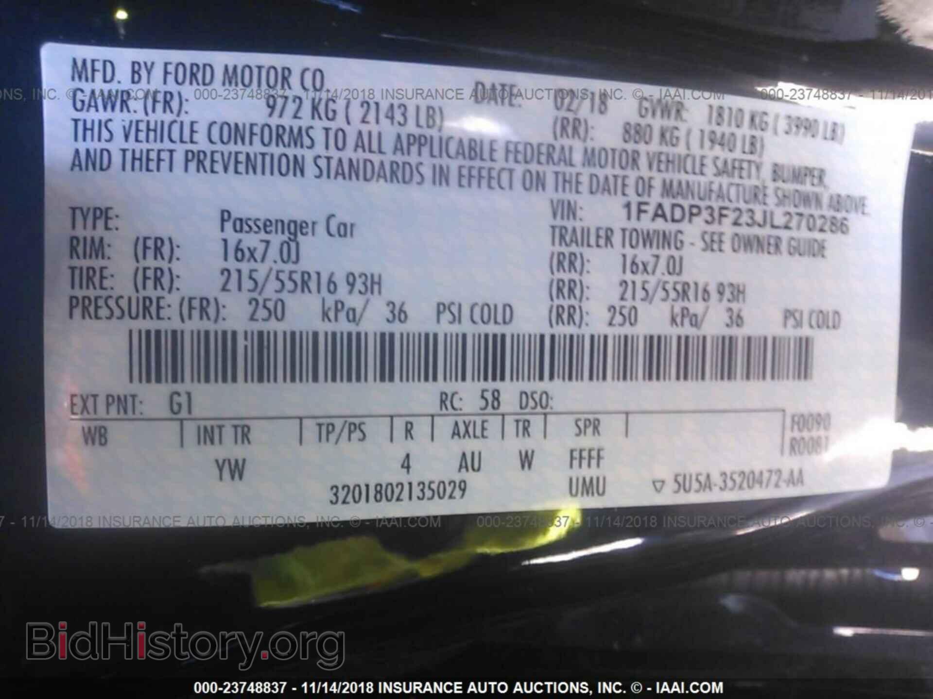 2018 FORD FOCUS - VIN: 1FADP3F23JL270286 - Фото 9