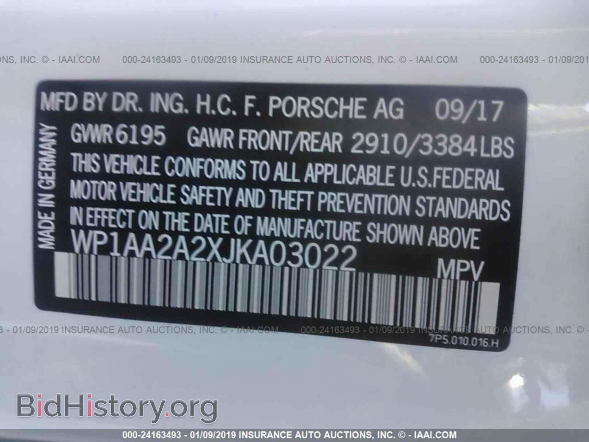 2018 PORSCHE CAYENNE - VIN: WP1AA2A2XJKA03022 - Photo 9