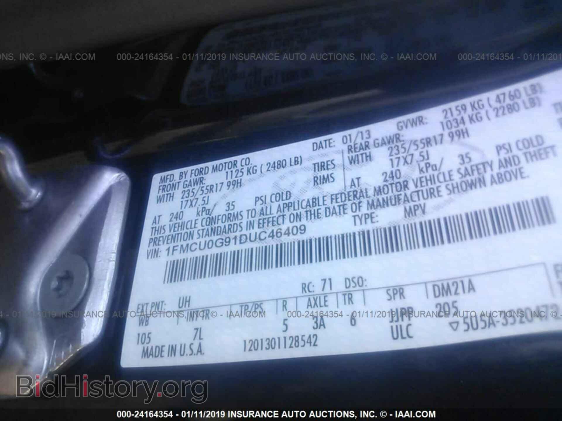 2013 FORD ESCAPE - VIN: 1FMCU0G91DUC46409 - Photo 9