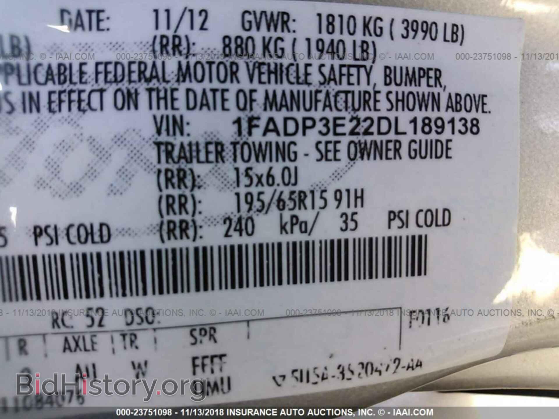 2013 FORD FOCUS - VIN: 1FADP3E22DL189138 - Фото 9