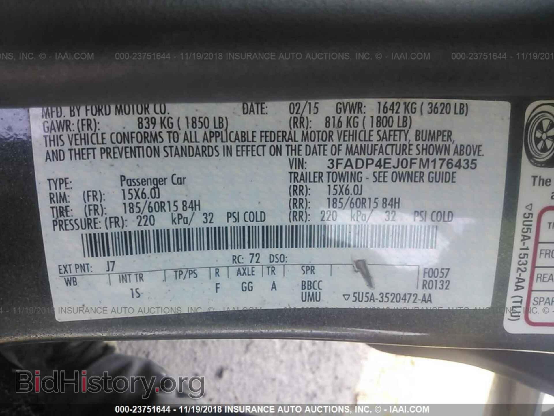 2015 FORD FIESTA - VIN: 3FADP4EJ0FM176435 - Фото 9