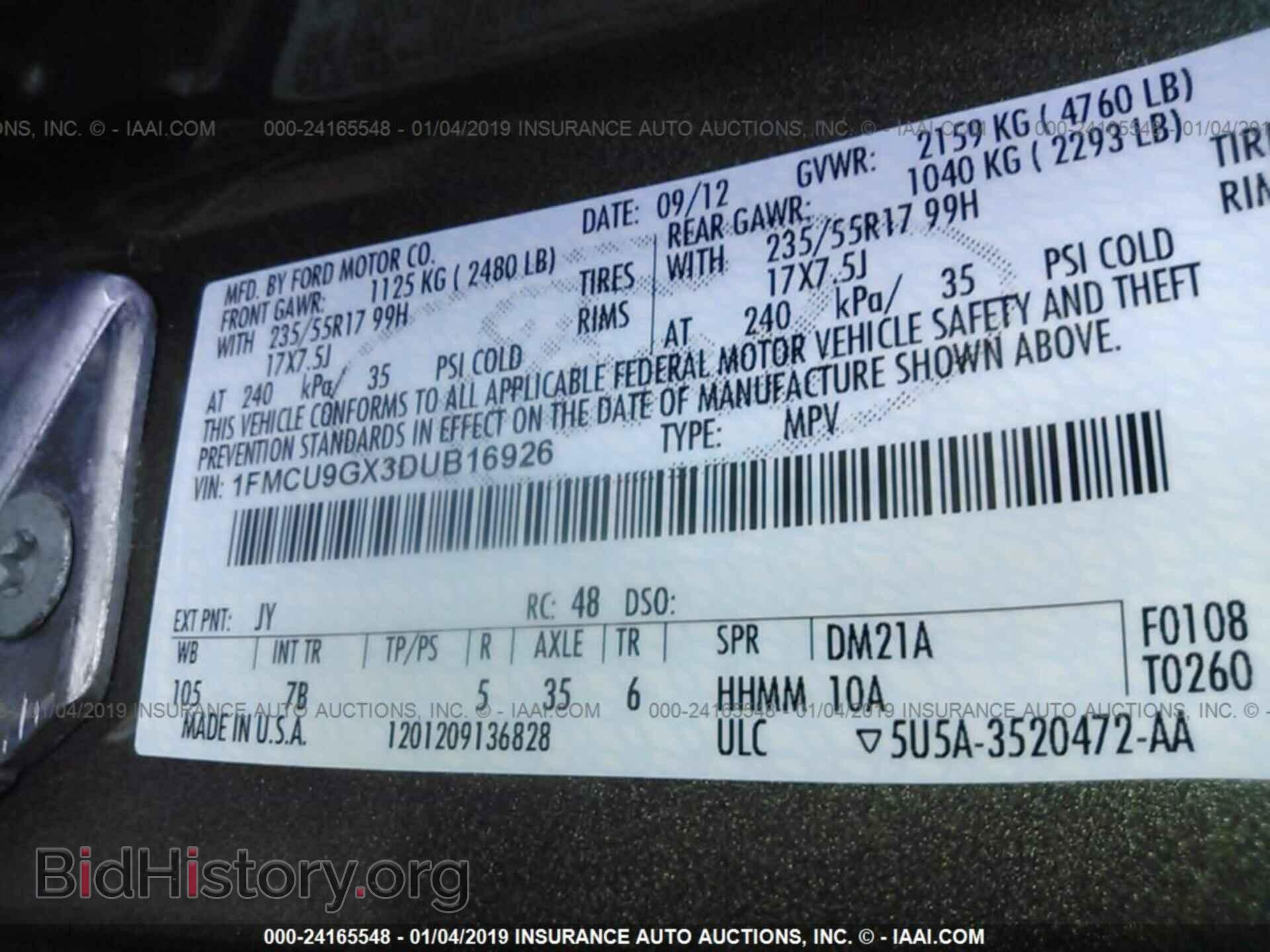 2013 FORD ESCAPE - VIN: 1FMCU9GX3DUB16926 - Photo 9