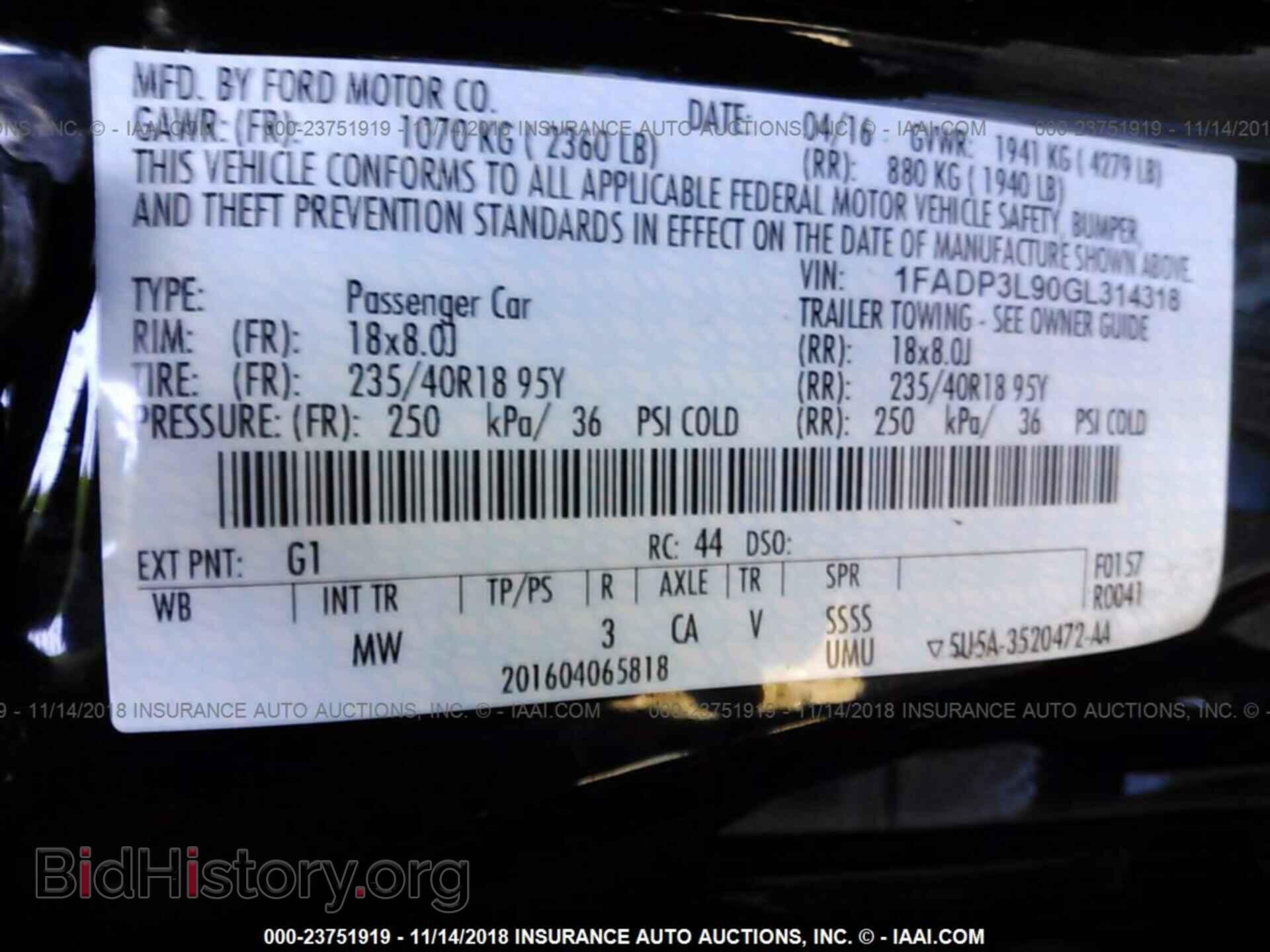 2016 FORD FOCUS - VIN: 1FADP3L90GL314318 - Фото 9