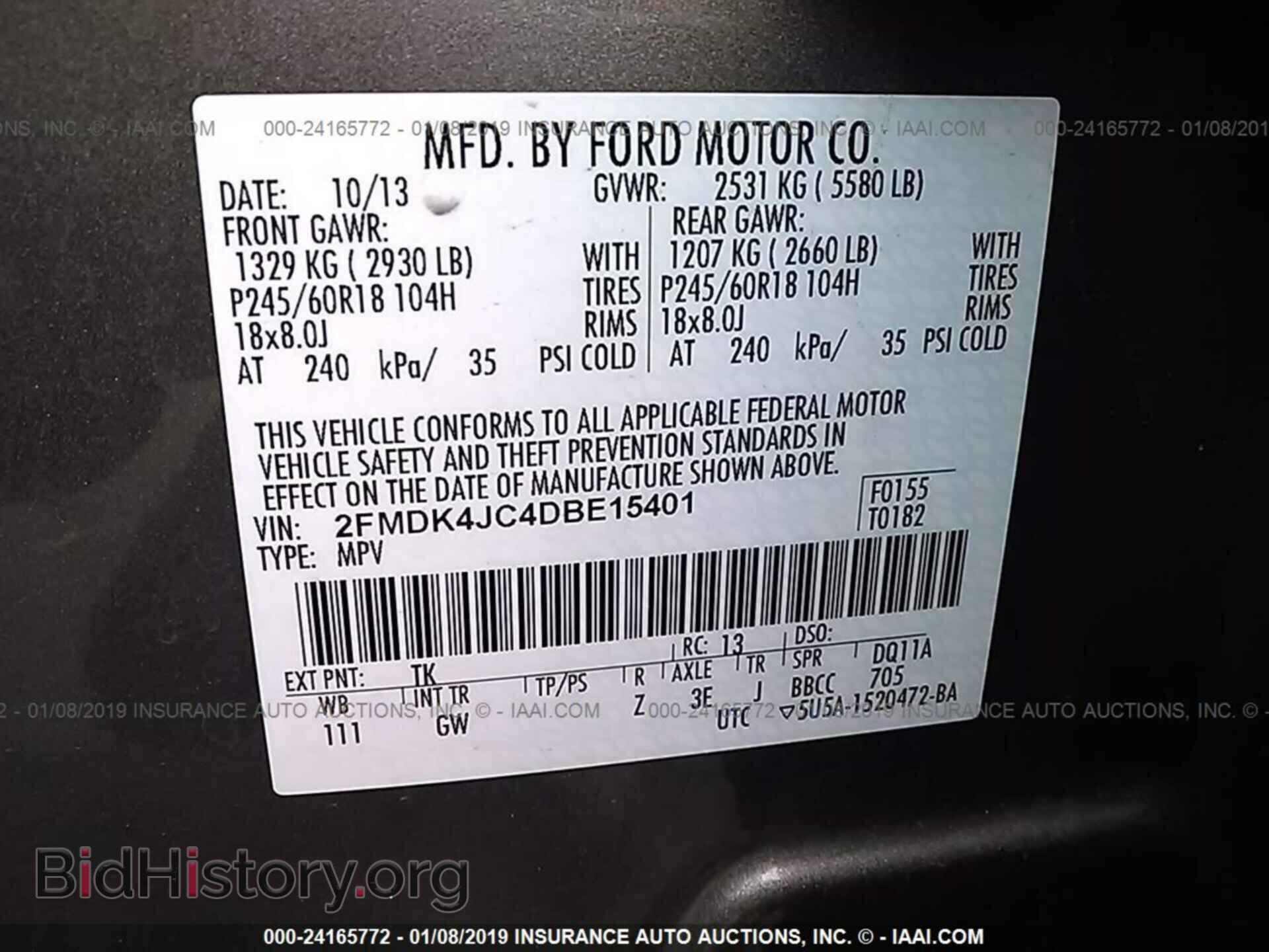 2013 FORD EDGE - VIN: 2FMDK4JC4DBE15401 - Фото 9