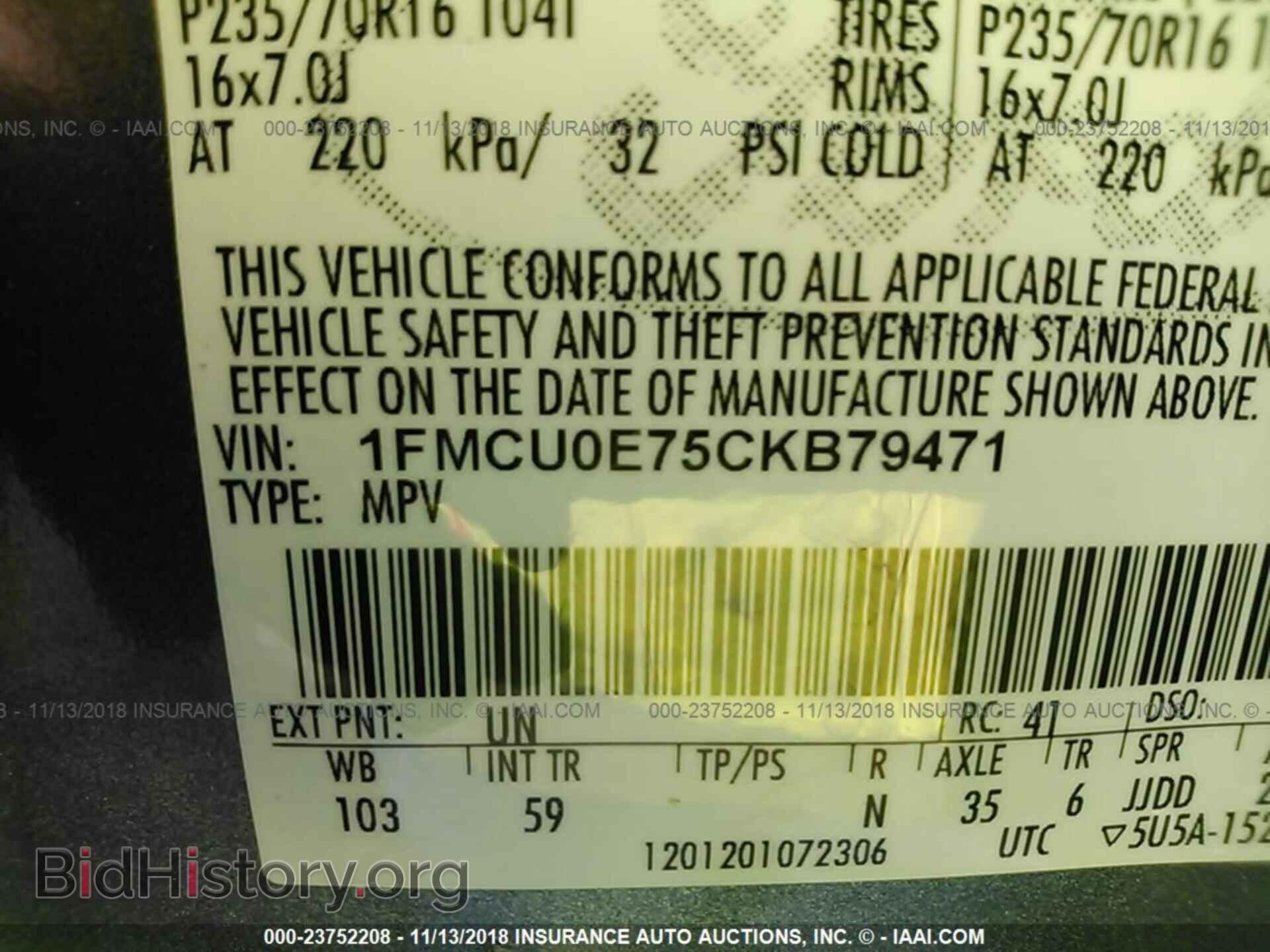 2012 FORD ESCAPE - VIN: 1FMCU0E75CKB79471 - Photo 9