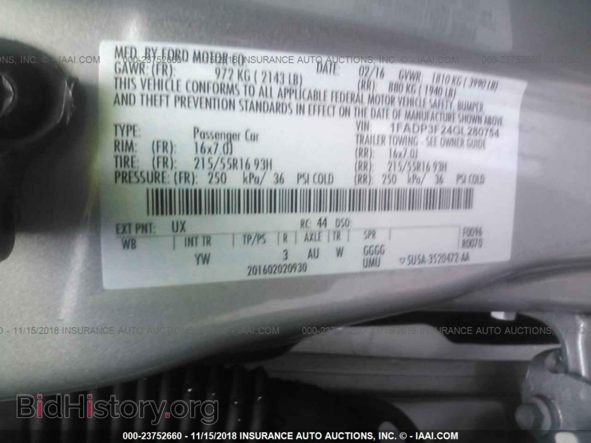 2016 FORD FOCUS - VIN: 1FADP3F24GL280754 - Фото 9