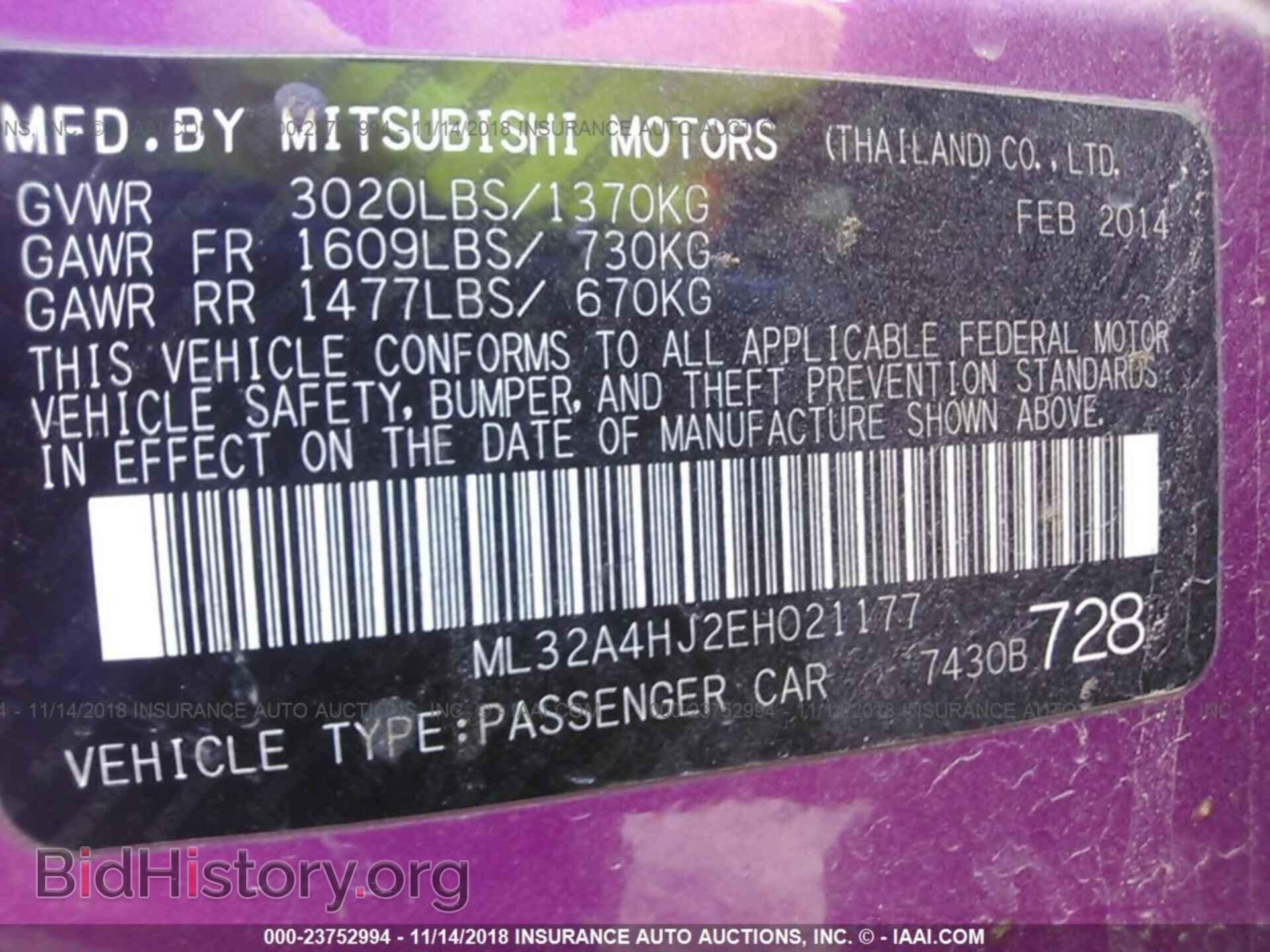 2014 MITSUBISHI MIRAGE - VIN: ML32A4HJ2EH021177 - Фото 9