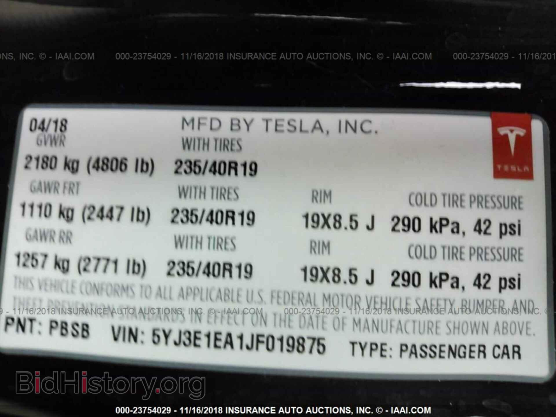 2018 TESLA MODEL 3 - VIN: 5YJ3E1EA1JF019875 - Photo 9