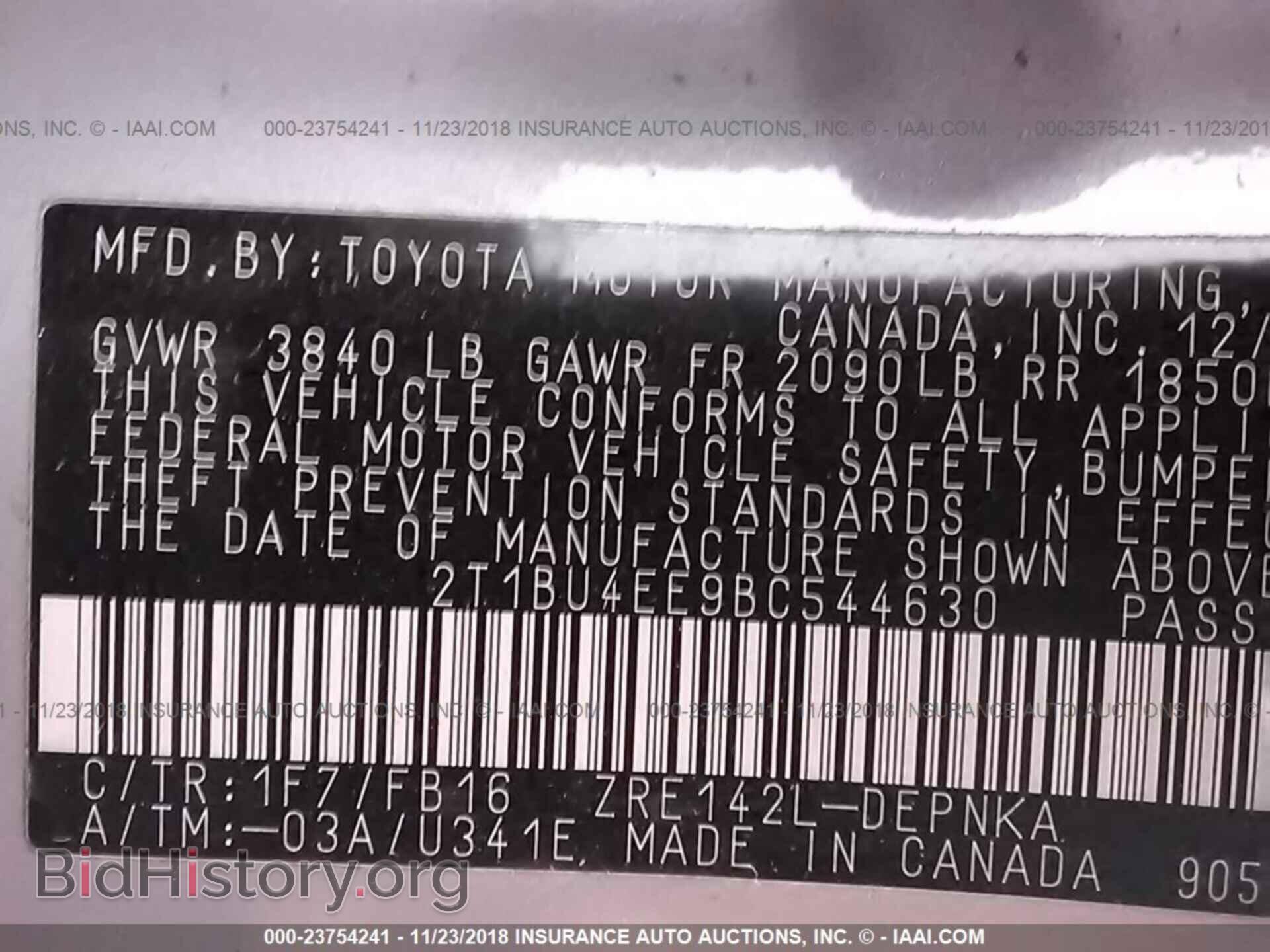 2011 TOYOTA COROLLA - VIN: 2T1BU4EE9BC544630 - Фото 9