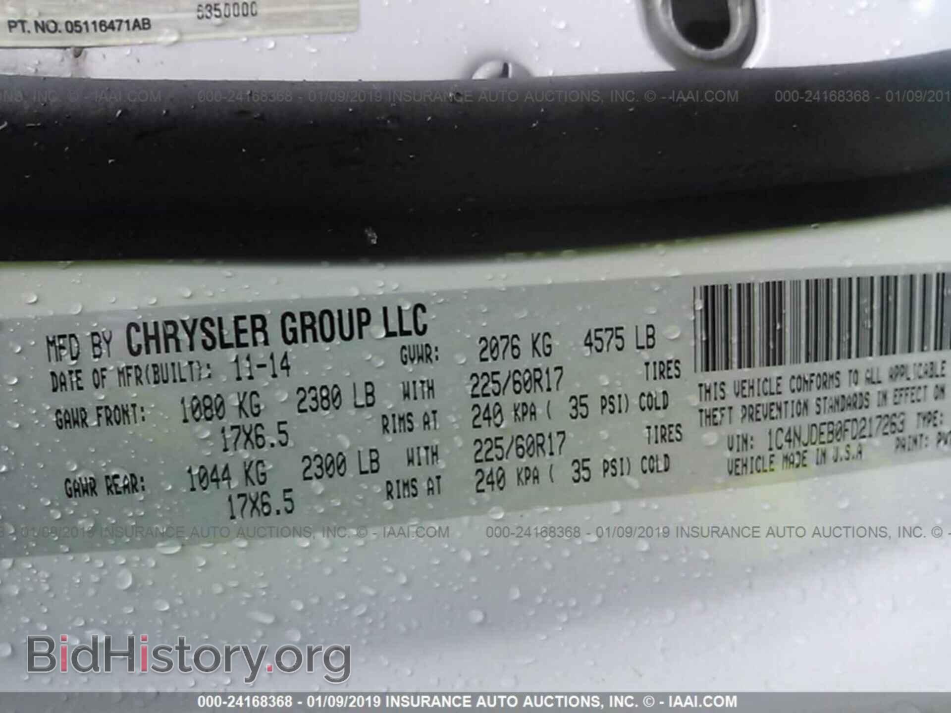 2015 JEEP COMPASS - VIN: 1C4NJDEB0FD217263 - Фото 9