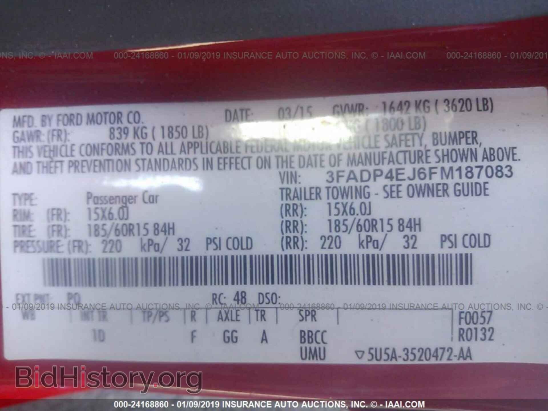 2015 FORD FIESTA - VIN: 3FADP4EJ6FM187083 - Фото 9