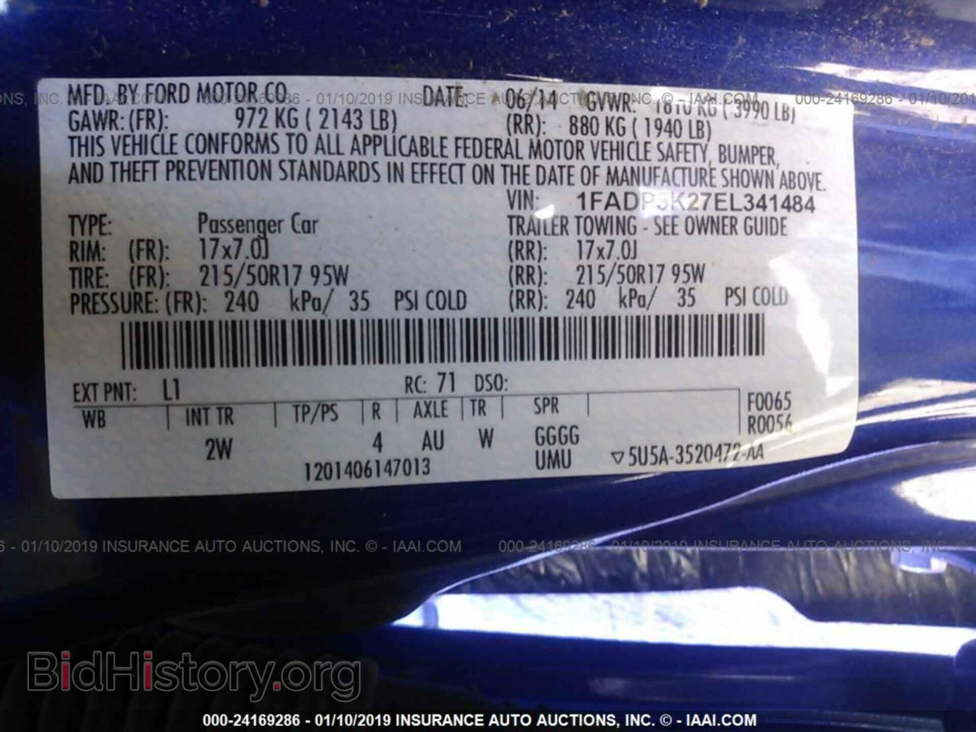 2014 FORD FOCUS - VIN: 1FADP3K27EL341484 - Фото 9