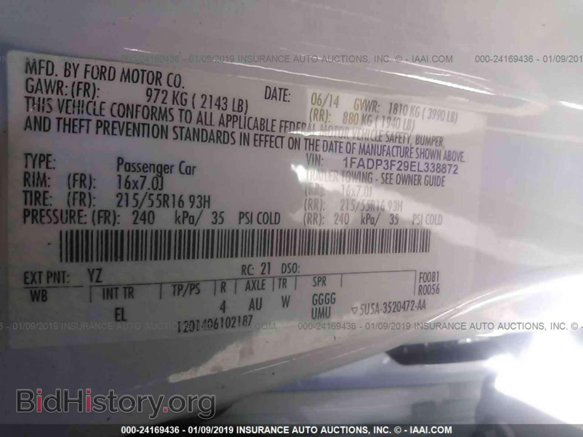 2014 FORD FOCUS - VIN: 1FADP3F29EL338872 - Фото 9