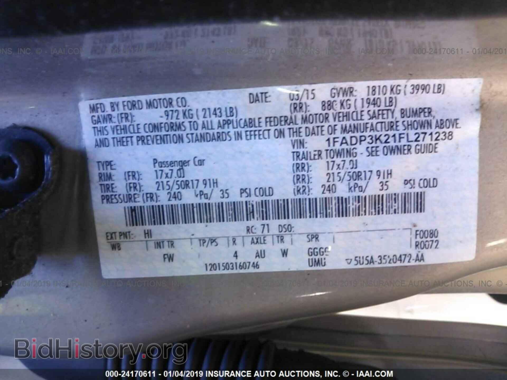 2015 FORD FOCUS - VIN: 1FADP3K21FL271238 - Фото 9